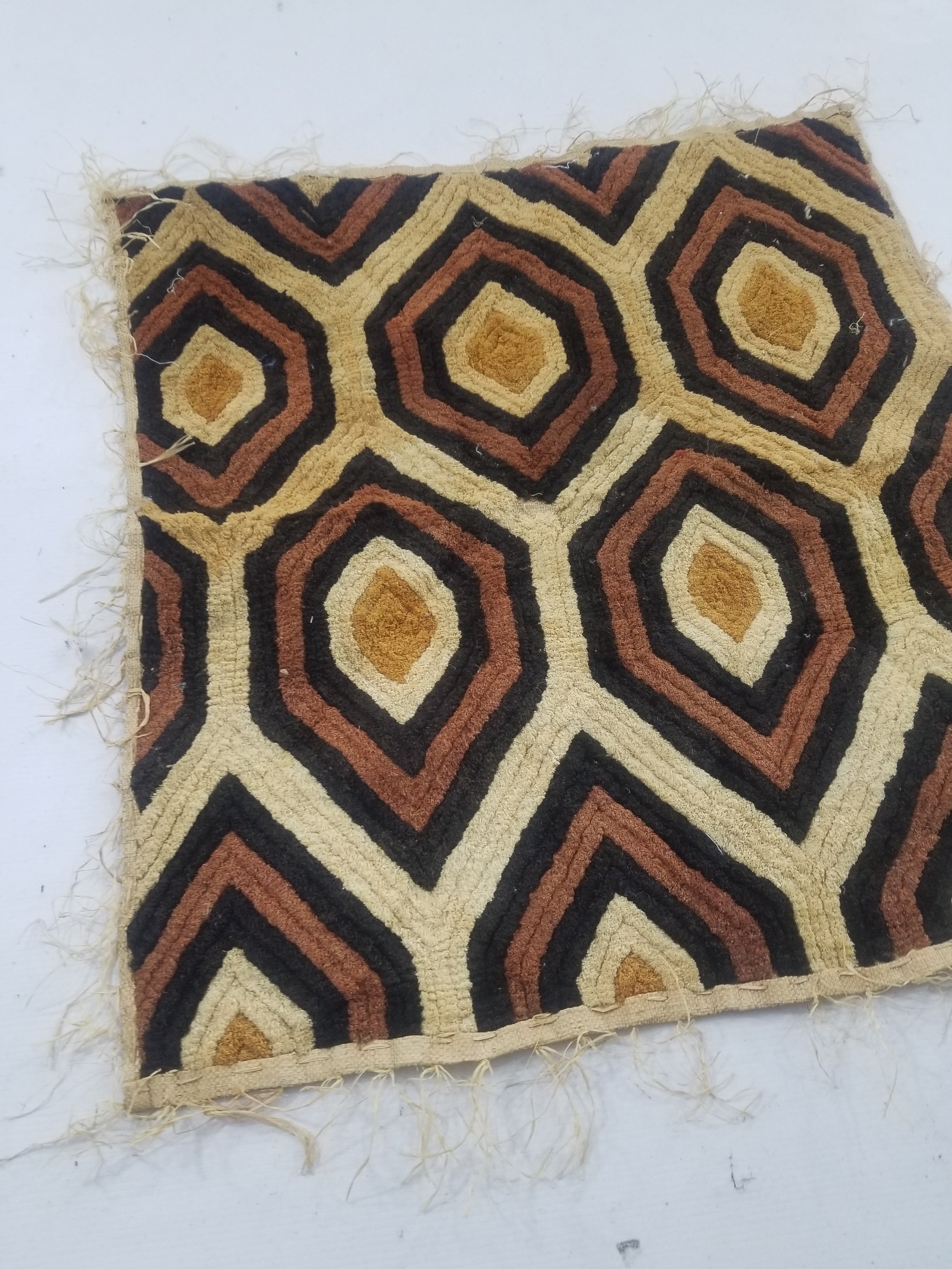 Vintage African Handwoven Kuba Showa Cloth Raffia Textile Panel 68x66cm