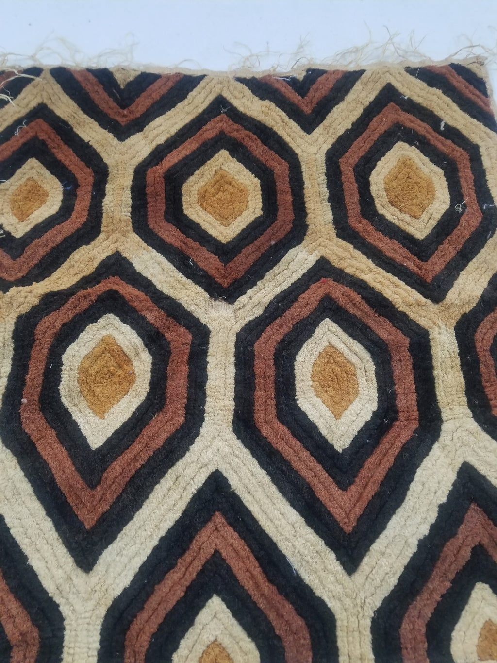 Vintage African Handwoven Kuba Showa Cloth Raffia Textile Panel 68x66cm
