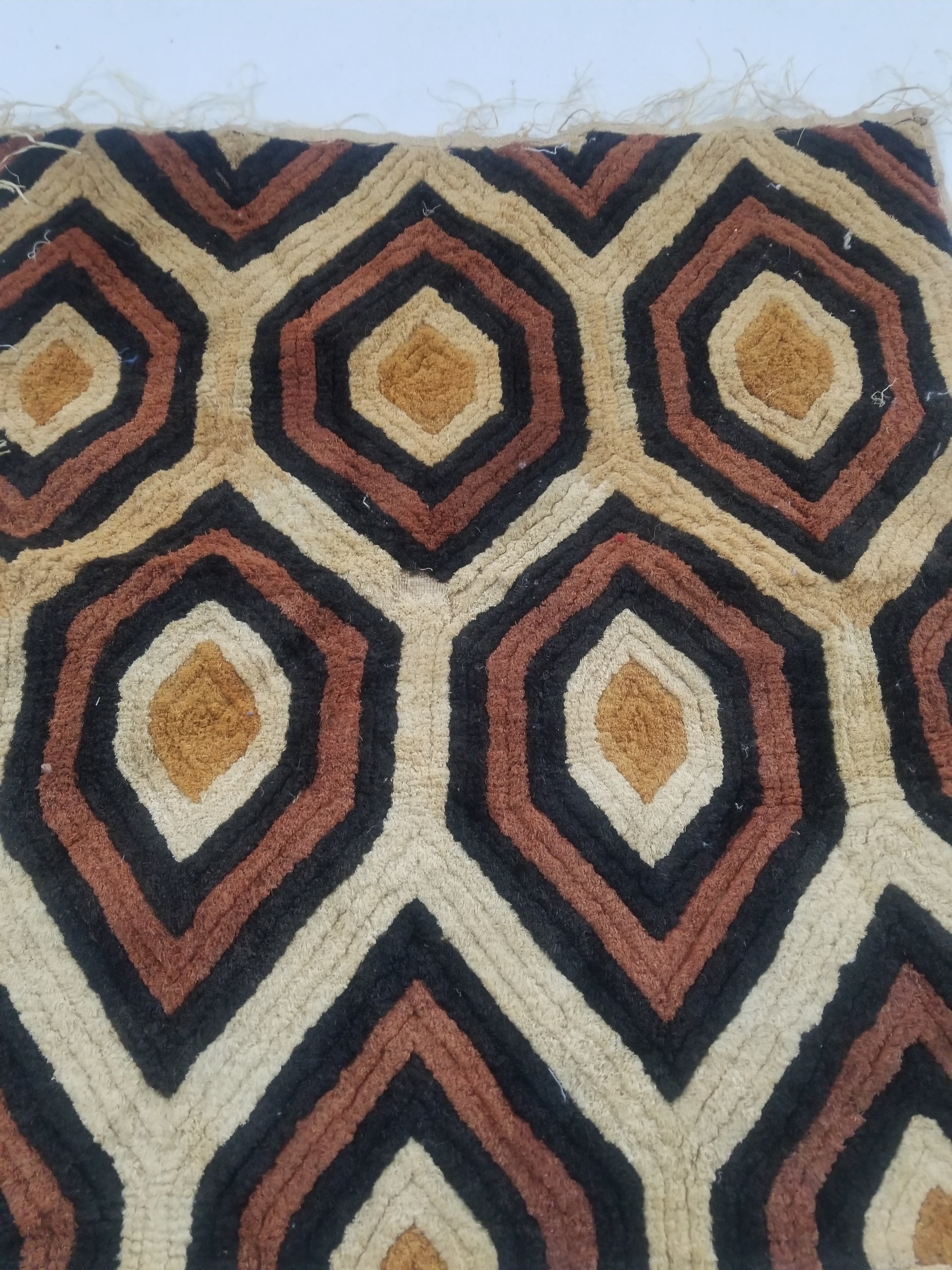 Vintage African Handwoven Kuba Showa Cloth Raffia Textile Panel 68x66cm