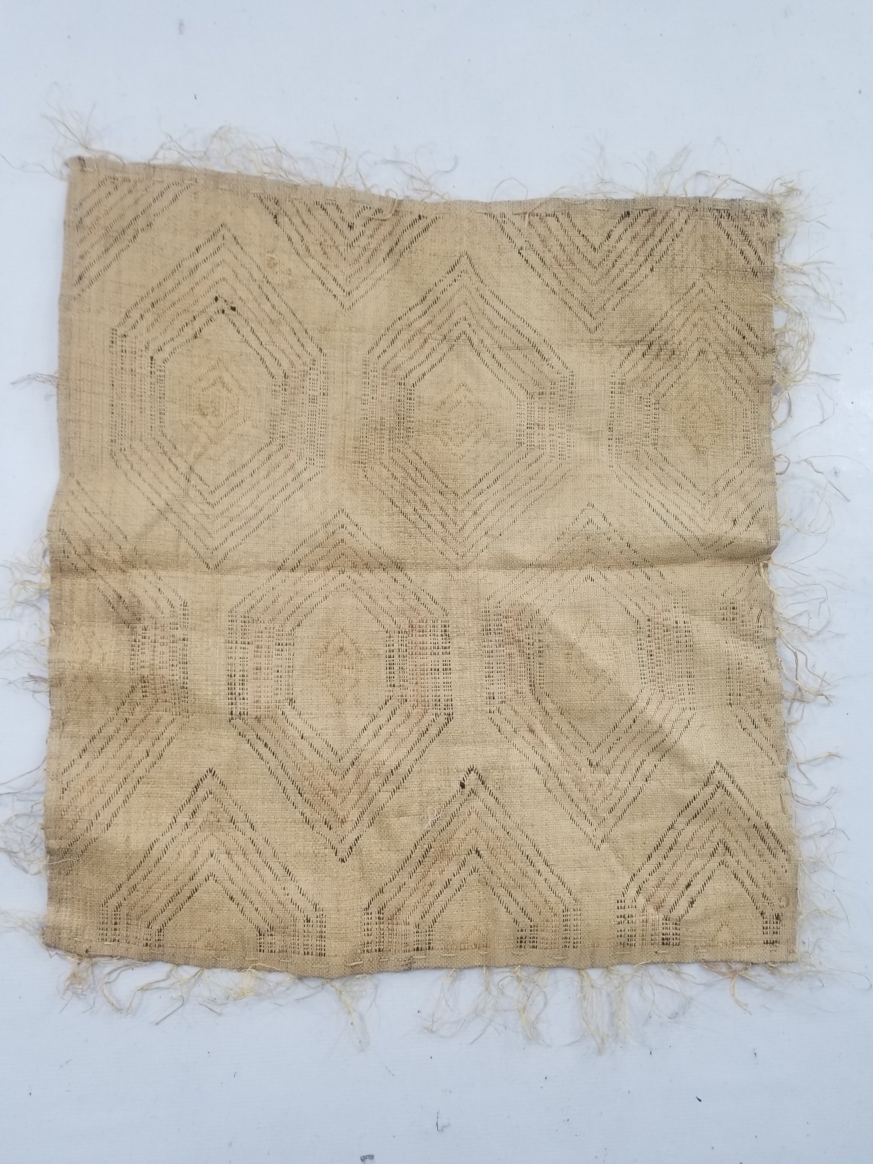 Vintage African Handwoven Kuba Showa Cloth Raffia Textile Panel 68x66cm