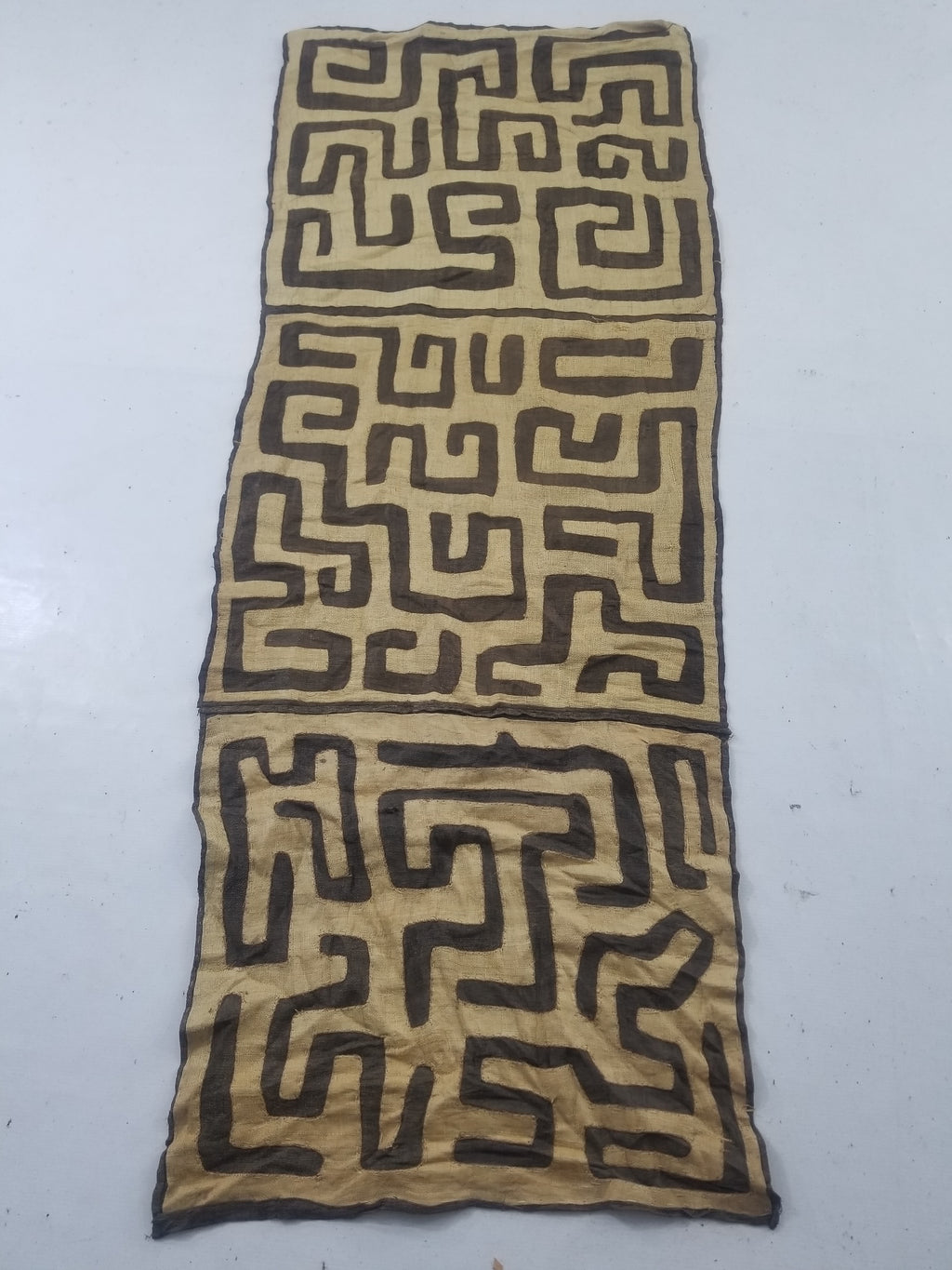 Vintage African Handwoven Kuba Cloth Raffia Textile Panel 162x61cm