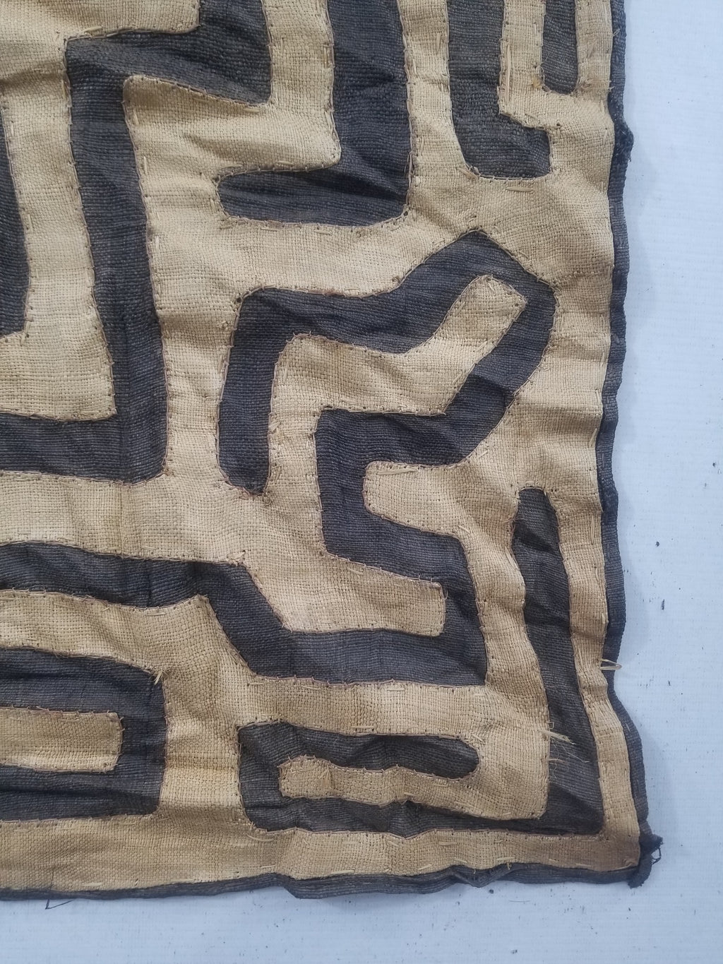 Vintage African Handwoven Kuba Cloth Raffia Textile Panel 162x61cm
