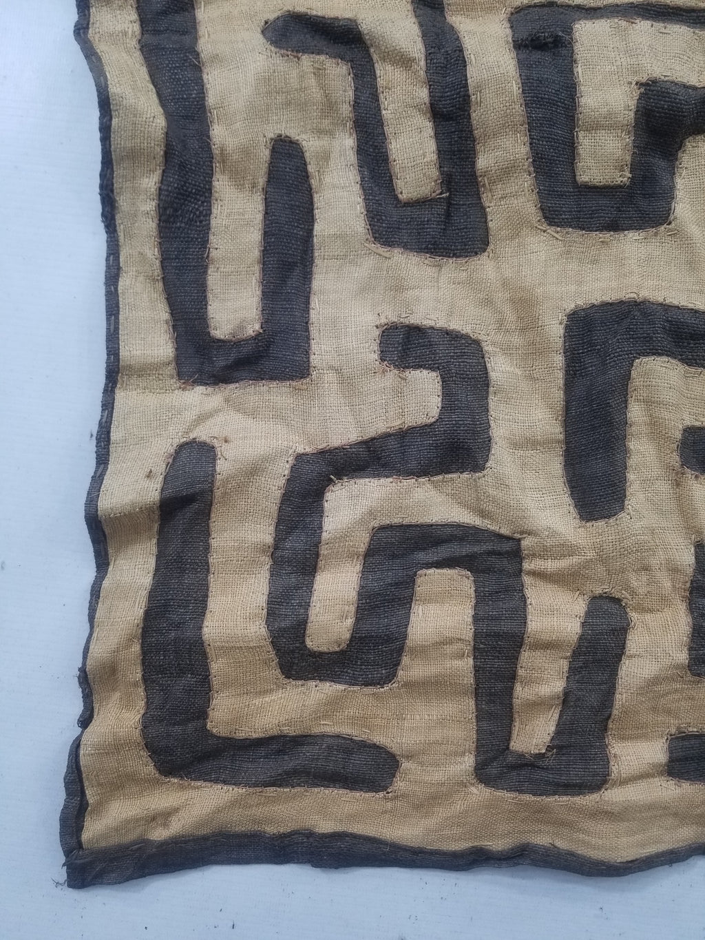 Vintage African Handwoven Kuba Cloth Raffia Textile Panel 162x61cm