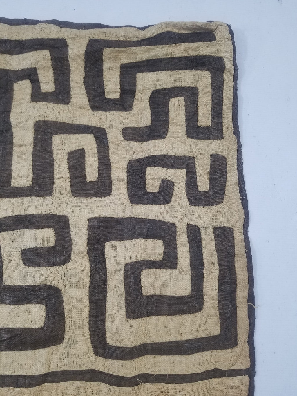 Vintage African Handwoven Kuba Cloth Raffia Textile Panel 162x61cm