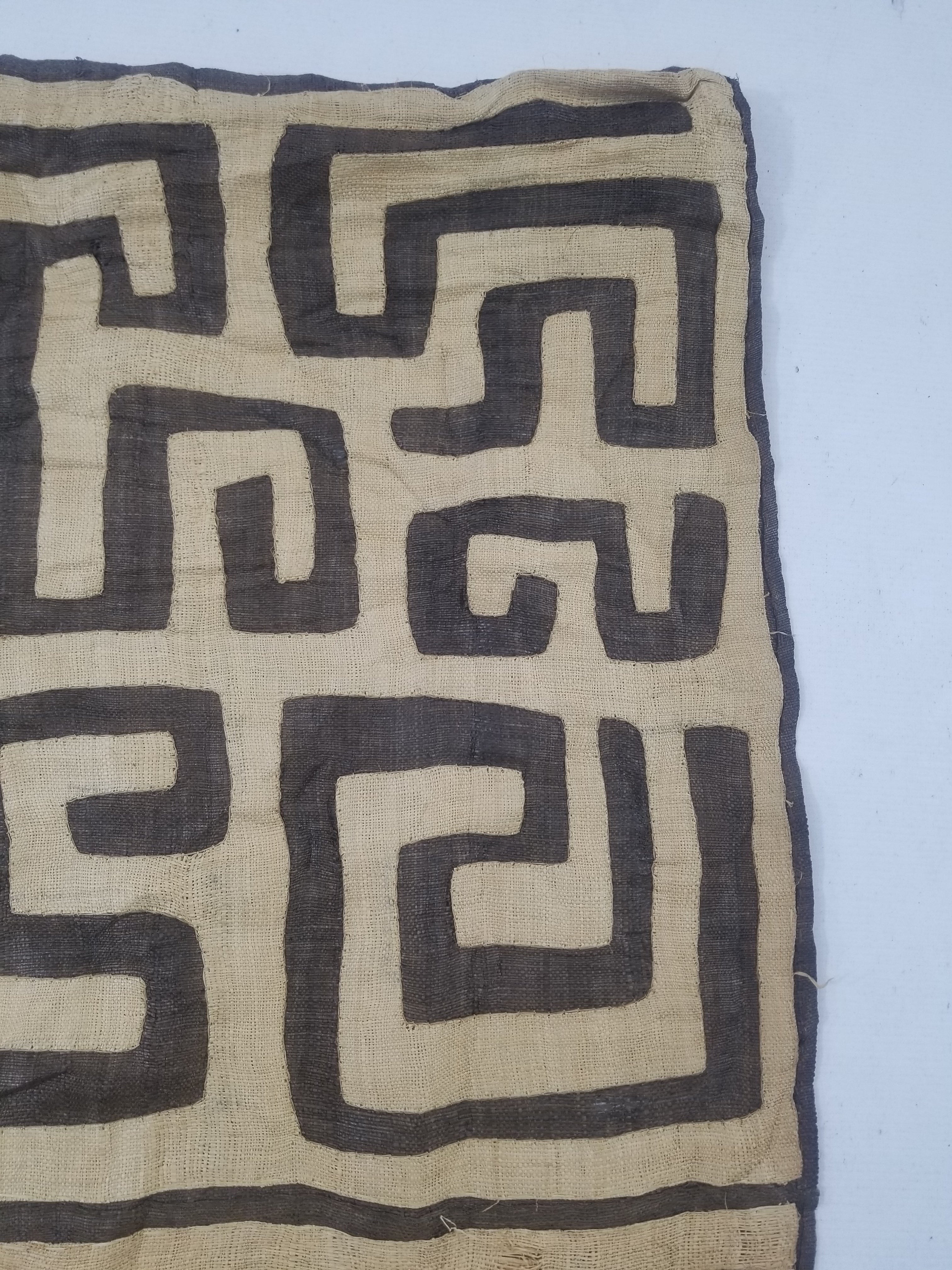 Vintage African Handwoven Kuba Cloth Raffia Textile Panel 162x61cm
