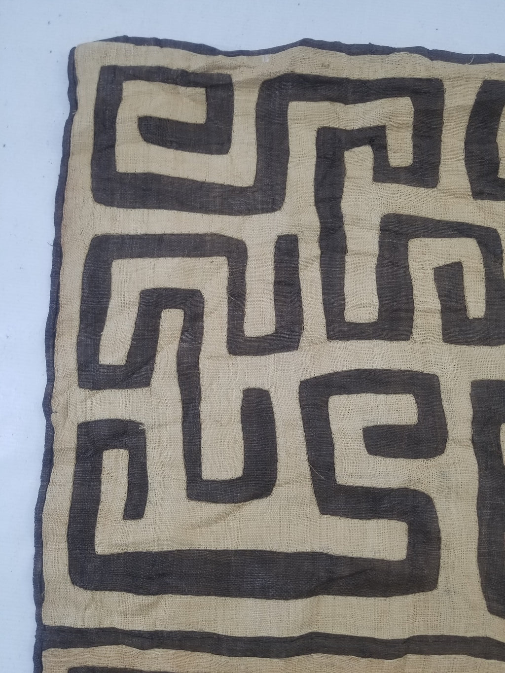 Vintage African Handwoven Kuba Cloth Raffia Textile Panel 162x61cm