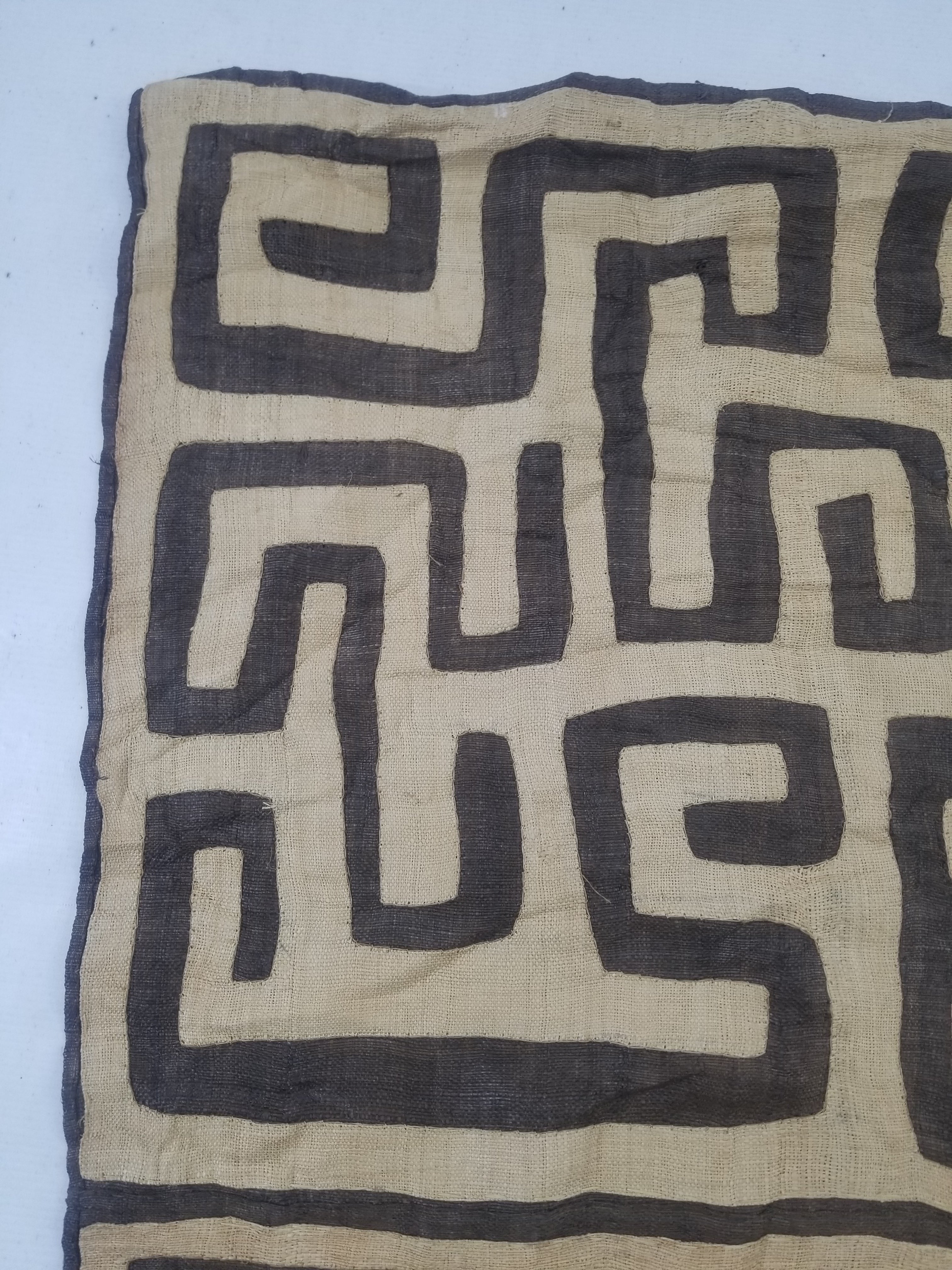 Vintage African Handwoven Kuba Cloth Raffia Textile Panel 162x61cm
