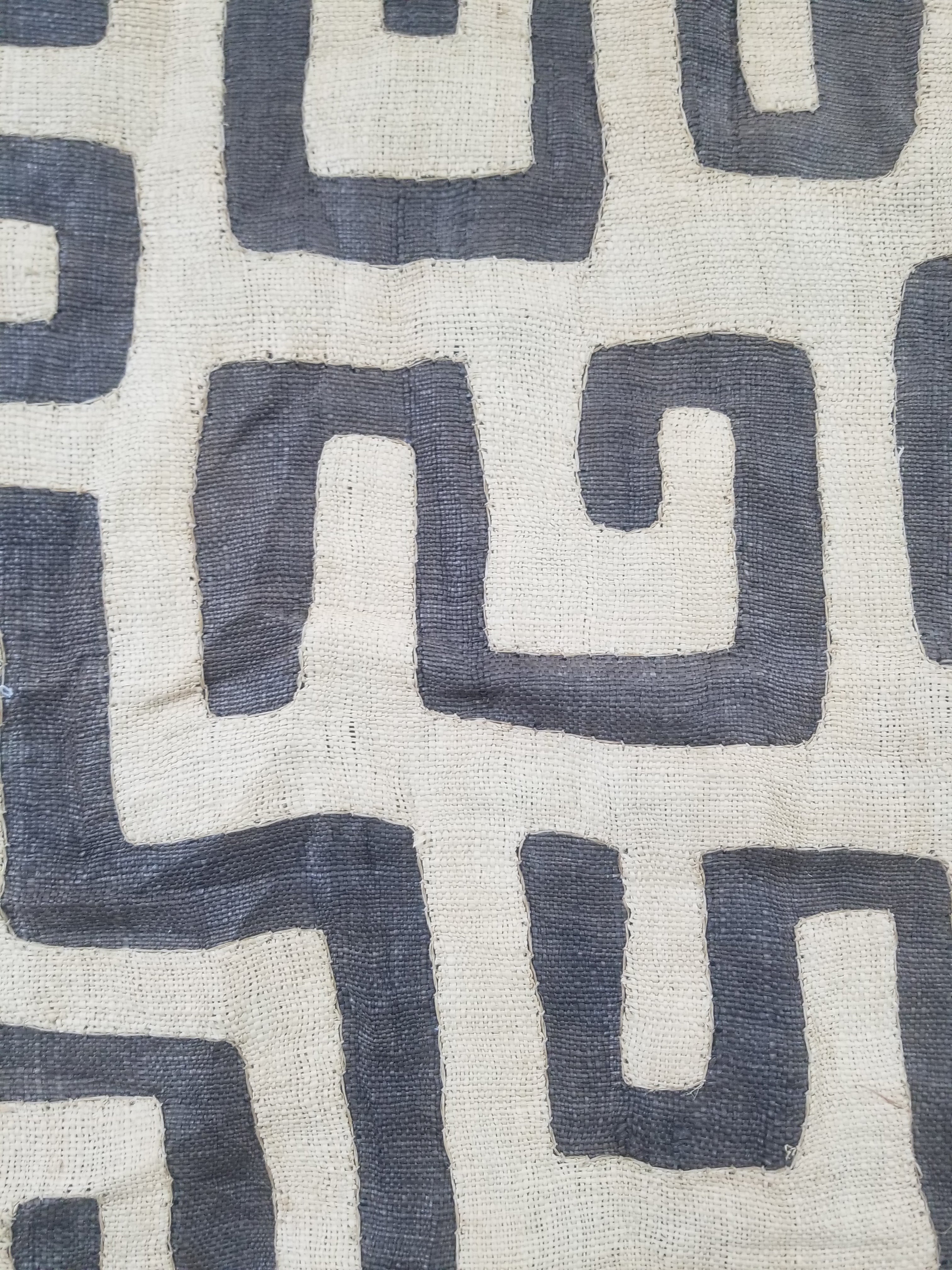 Vintage African Handwoven Kuba Cloth Raffia Textile Panel 162x61cm