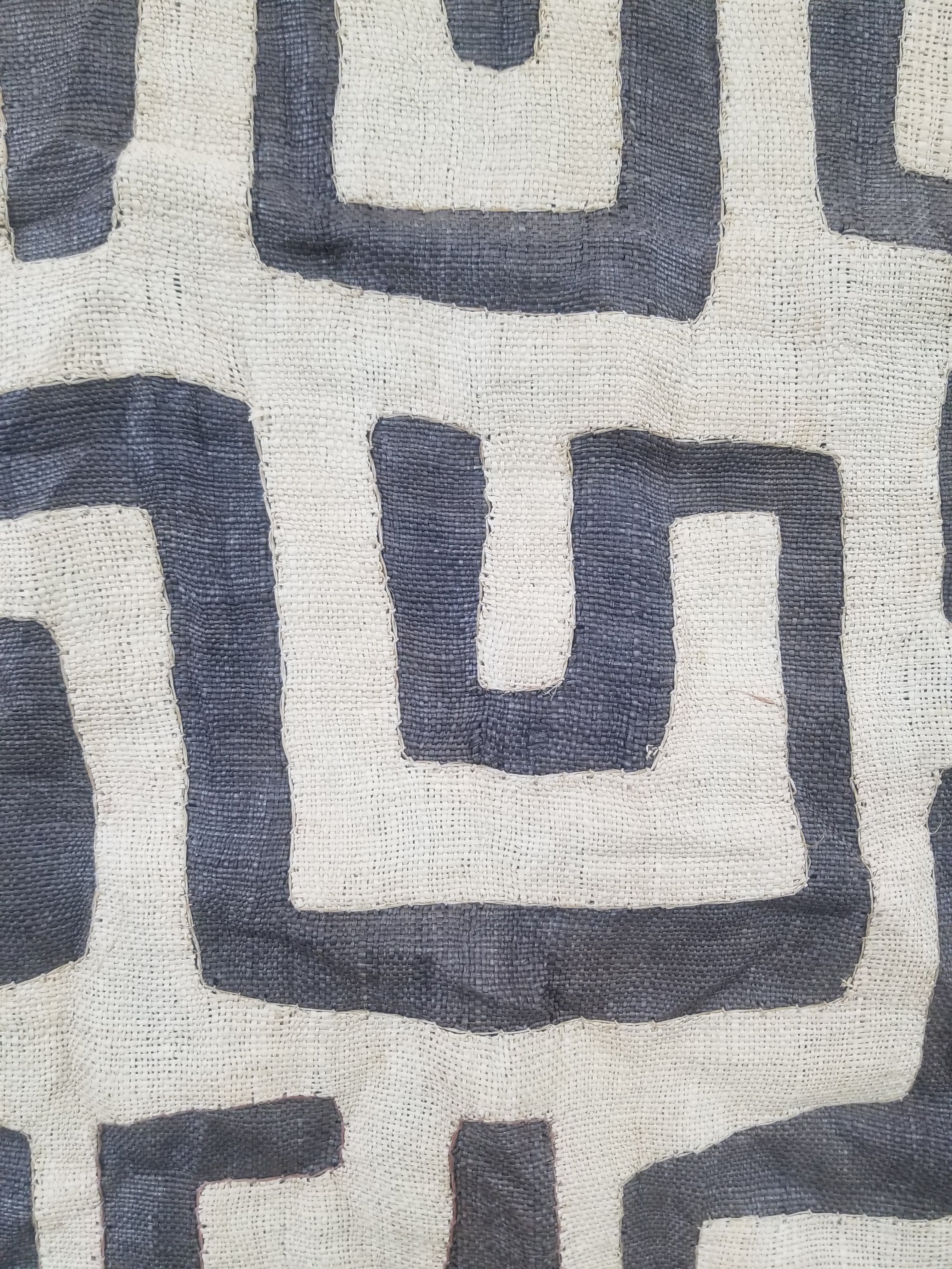 Vintage African Handwoven Kuba Cloth Raffia Textile Panel 162x61cm