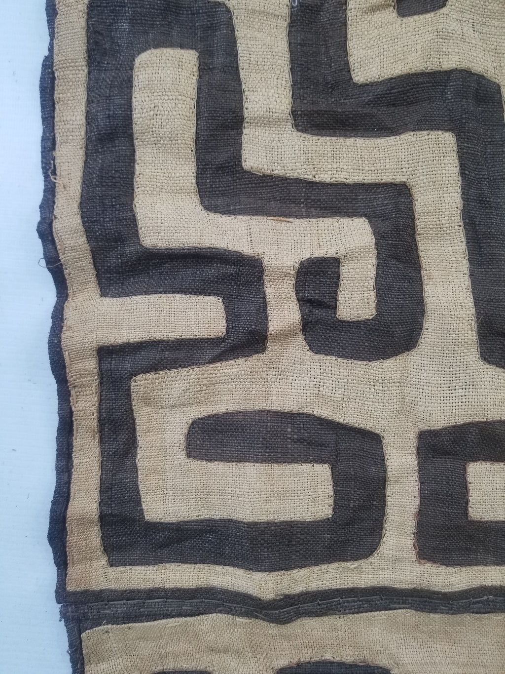 Vintage African Handwoven Kuba Cloth Raffia Textile Panel 162x61cm