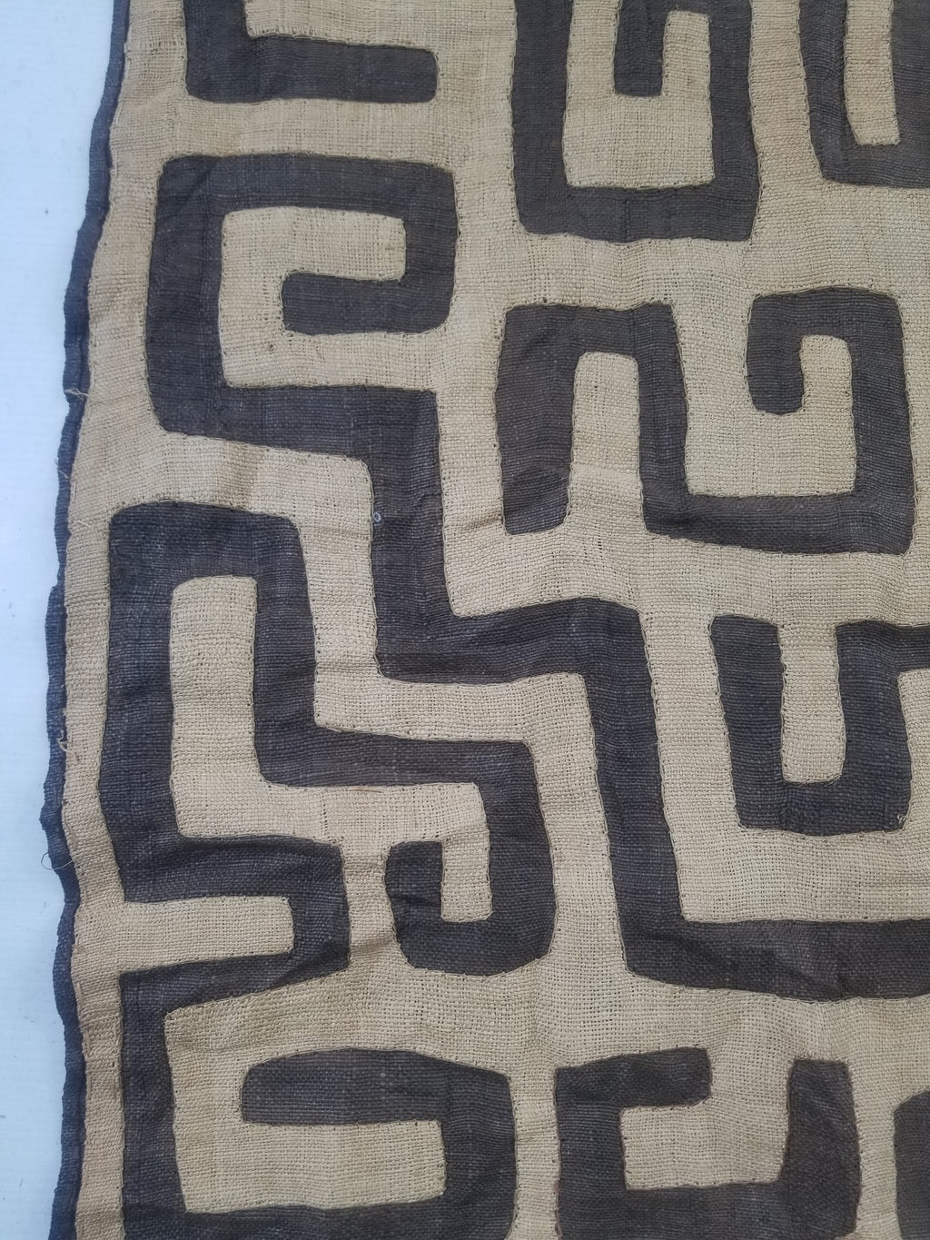 Vintage African Handwoven Kuba Cloth Raffia Textile Panel 162x61cm