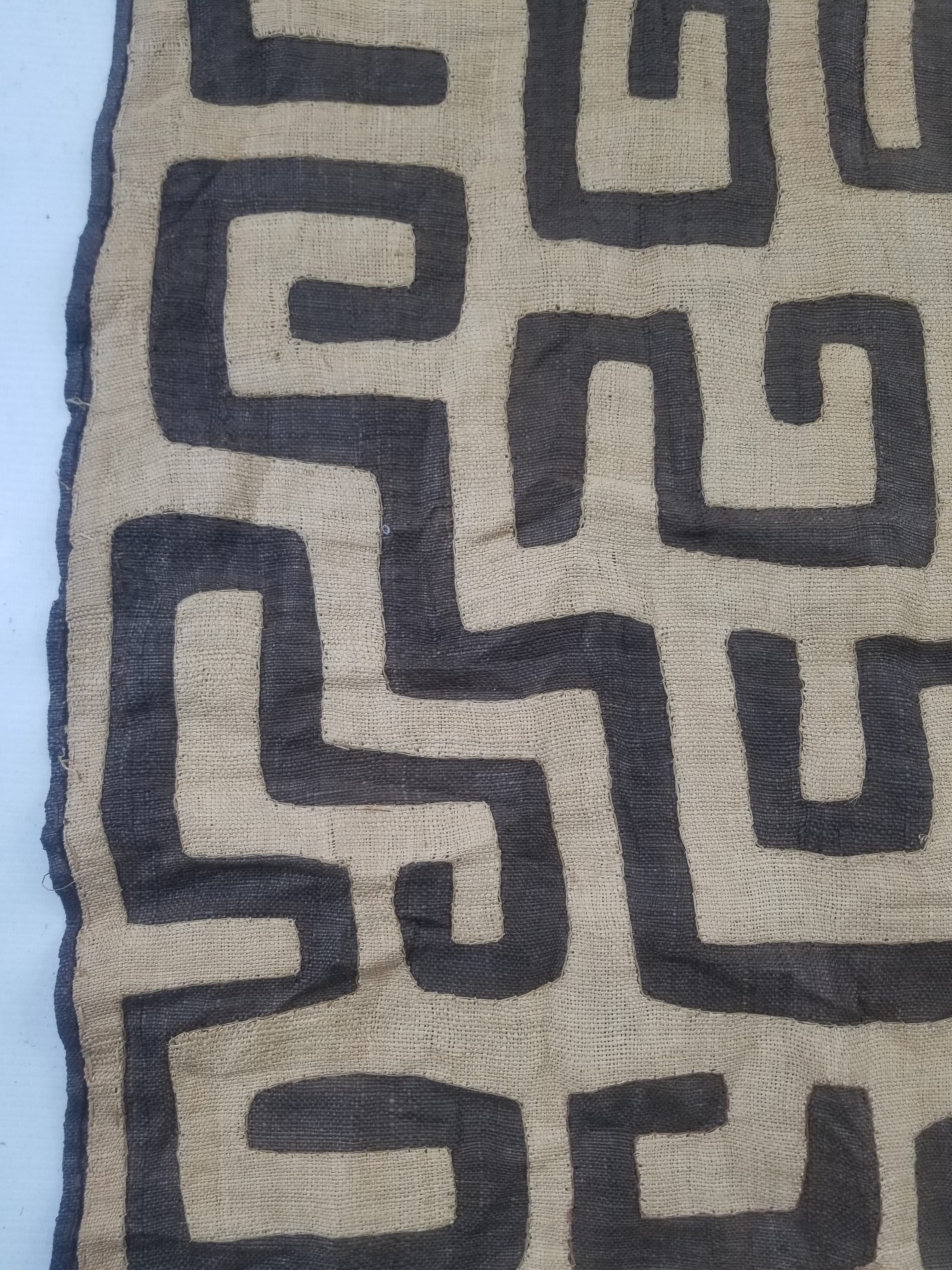 Vintage African Handwoven Kuba Cloth Raffia Textile Panel 162x61cm