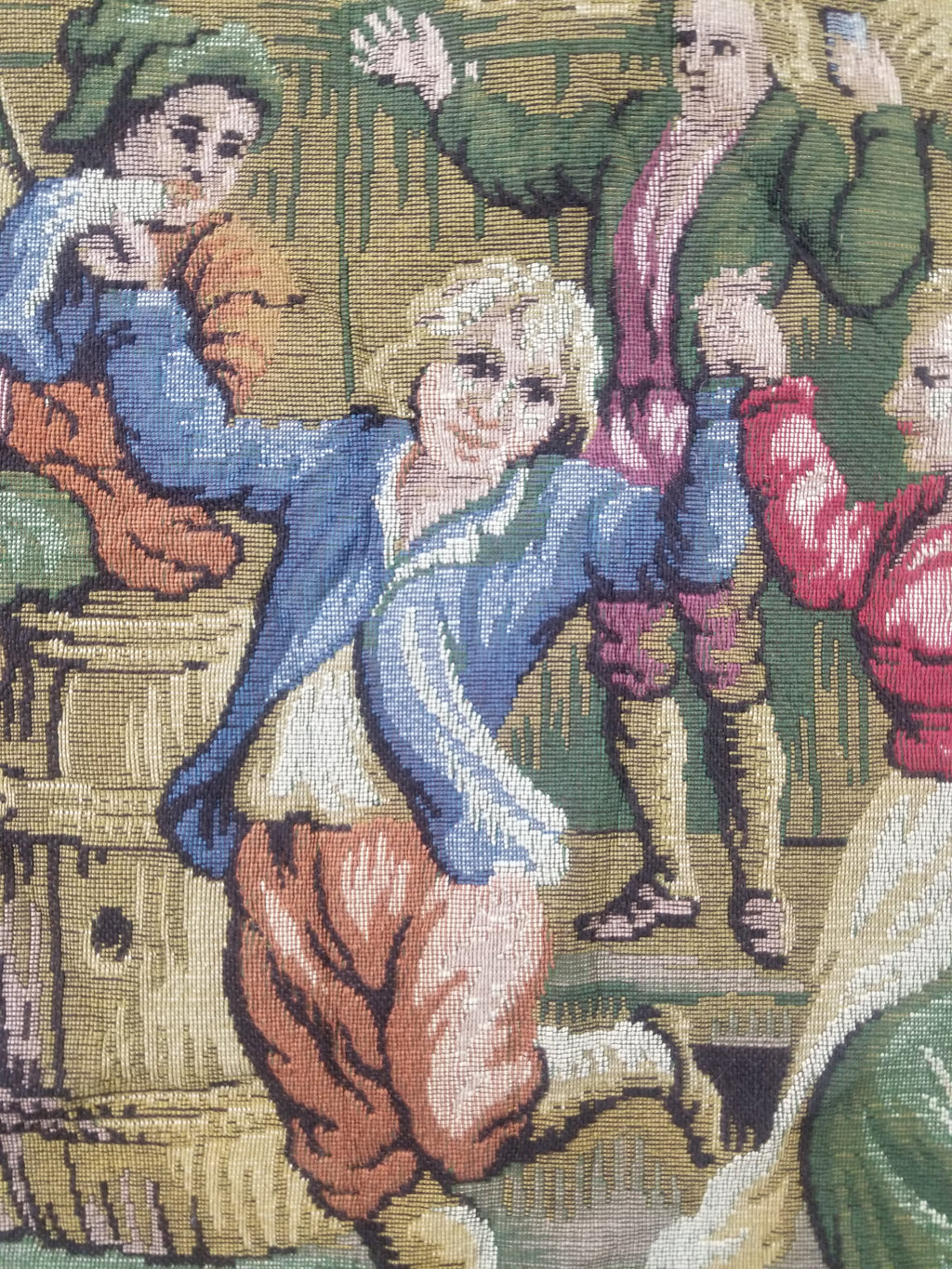 Vintage French Village Festival Scene Wall Hanging Tapestry 138x172cm