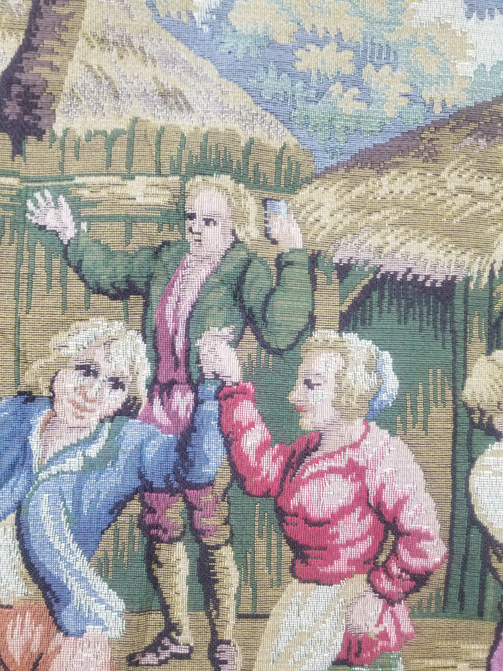 Vintage French Village Festival Scene Wall Hanging Tapestry 138x172cm
