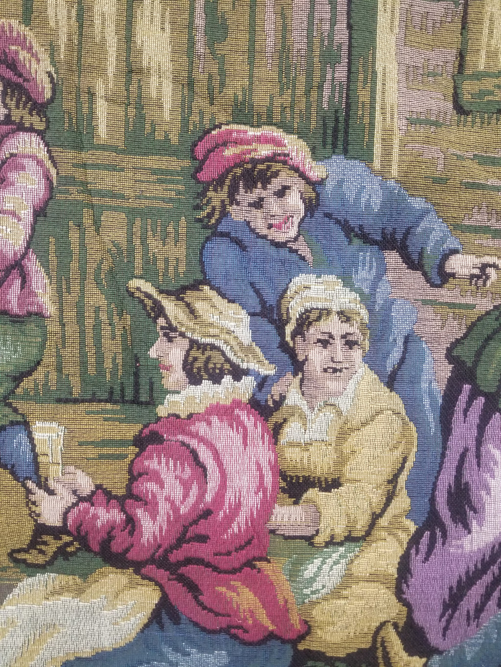 Vintage French Village Festival Scene Wall Hanging Tapestry 138x172cm