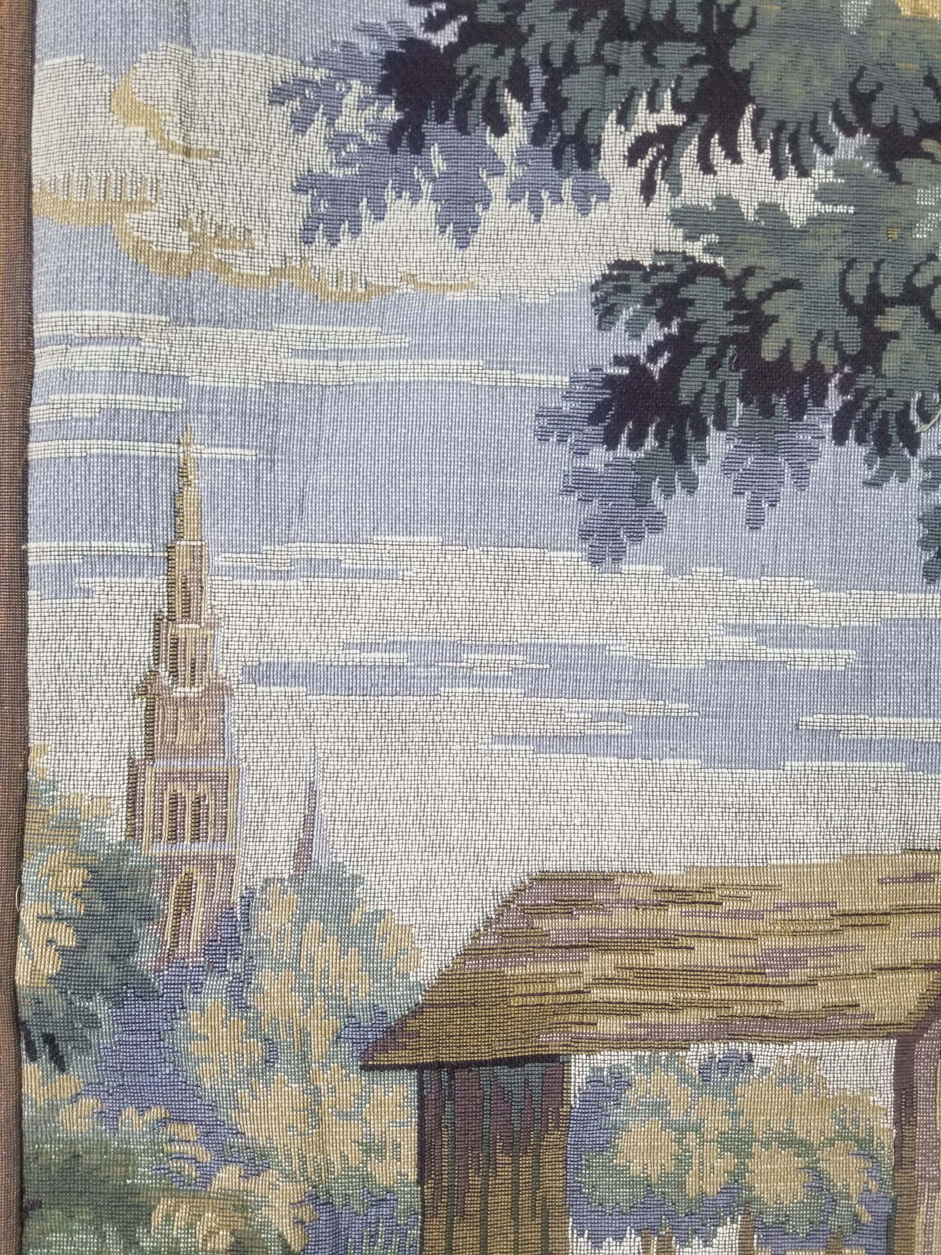 Vintage French Village Festival Scene Wall Hanging Tapestry 138x172cm