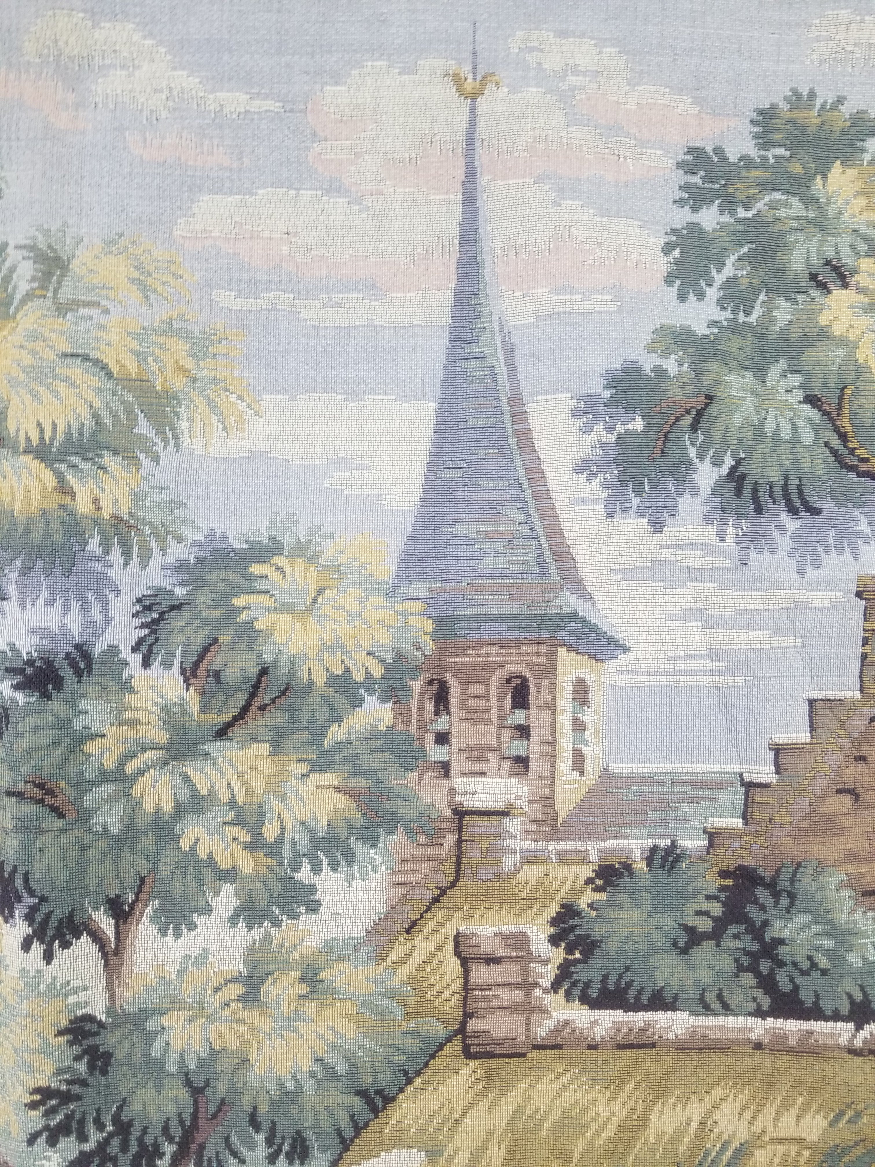 Vintage French Village Festival Scene Wall Hanging Tapestry 138x172cm