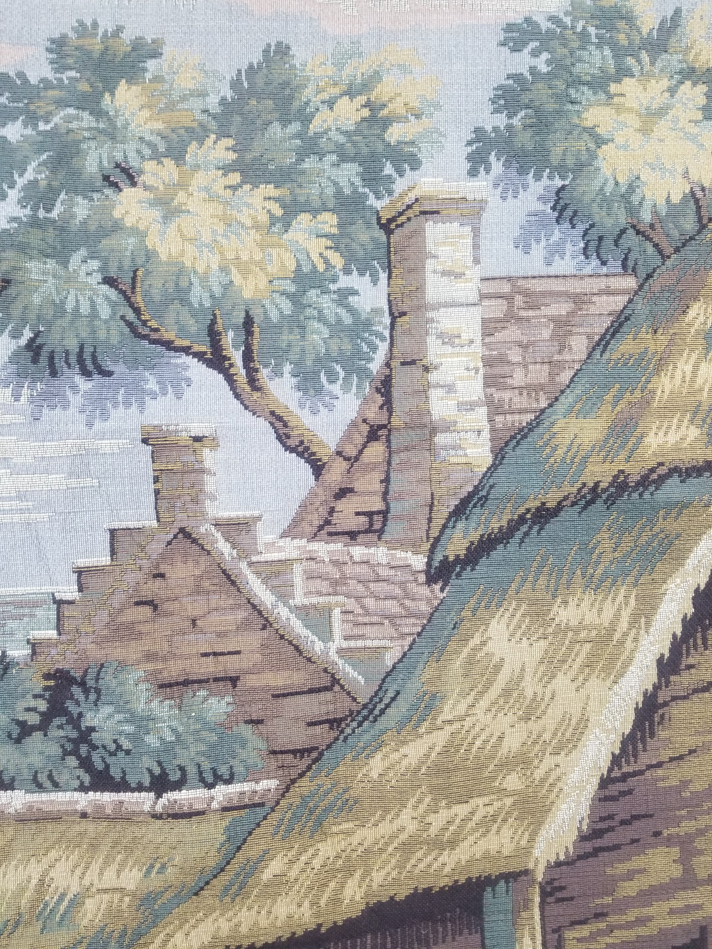 Vintage French Village Festival Scene Wall Hanging Tapestry 138x172cm