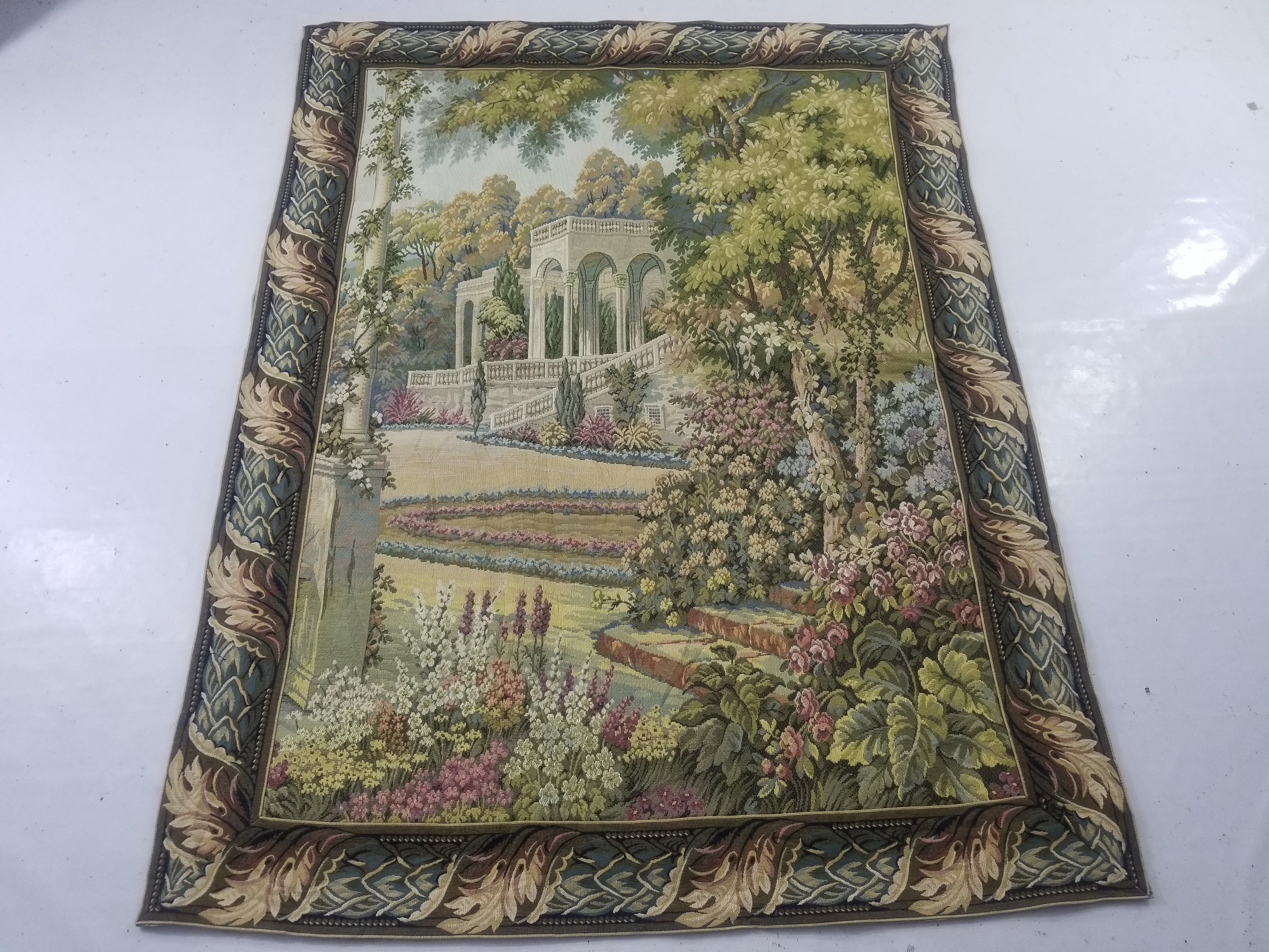 Vintage French Village Festival Scene Wall Hanging Tapestry 138x172cm