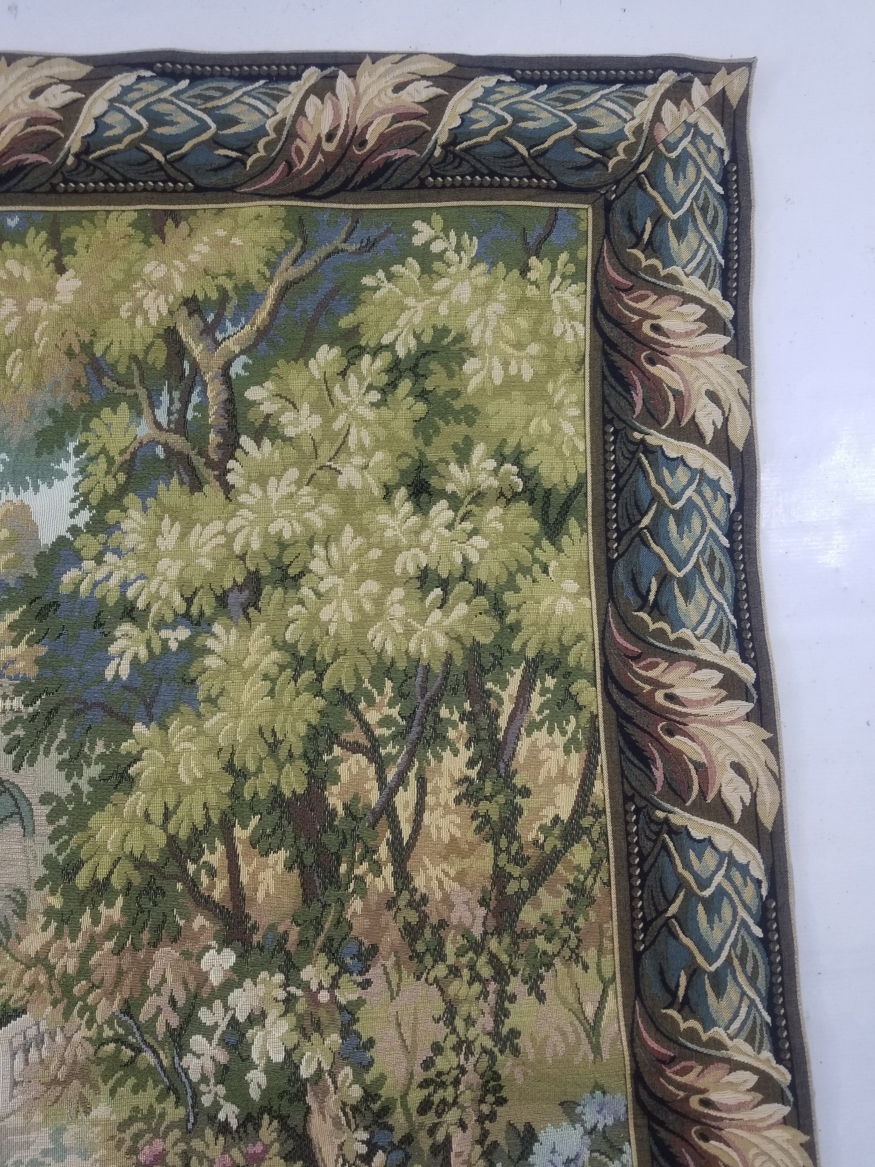 Vintage Italian Como Garden Scene Wall Hanging Tapestry 163x124cm