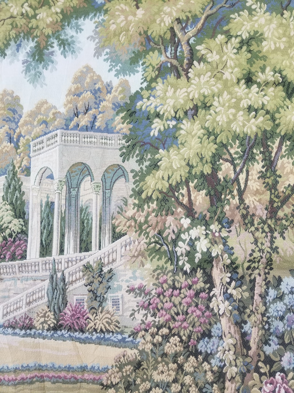 Vintage Italian Como Garden Scene Wall Hanging Tapestry 163x124cm