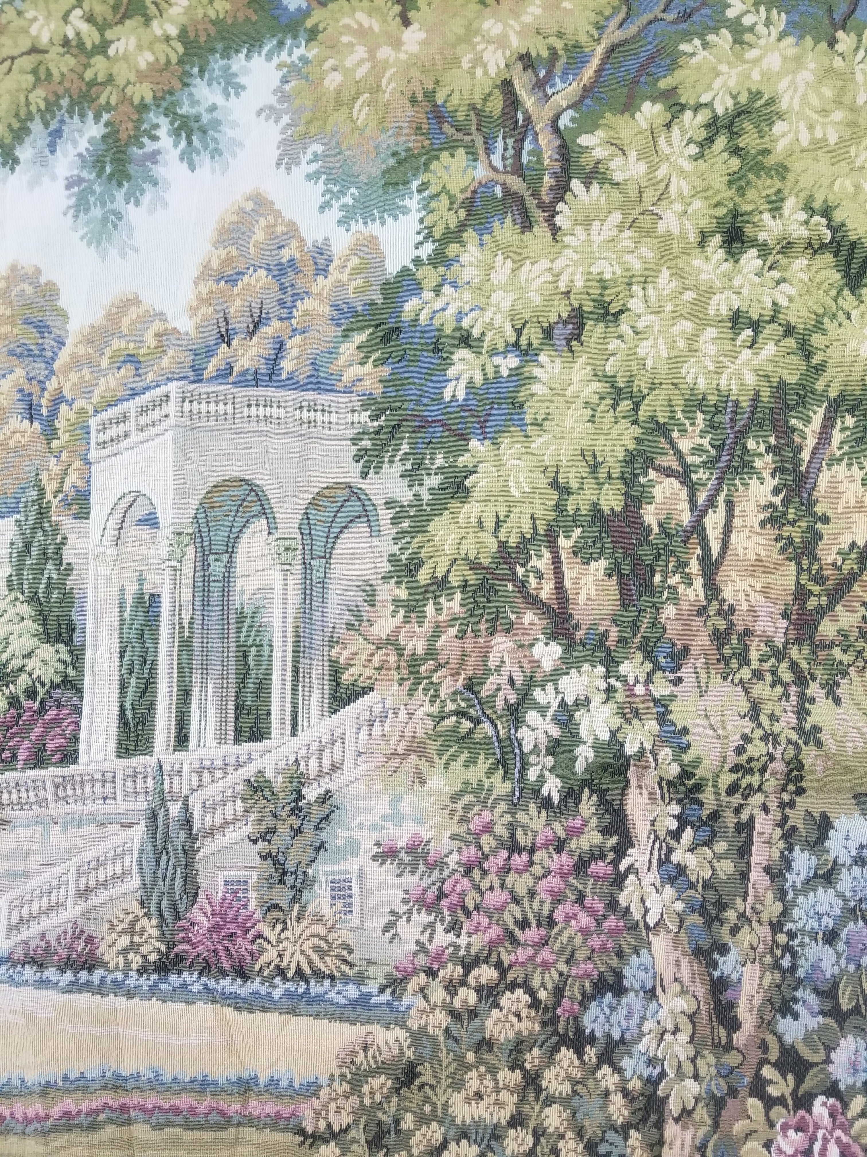 Vintage Italian Como Garden Scene Wall Hanging Tapestry 163x124cm