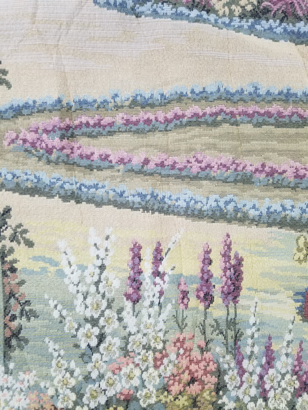 Vintage Italian Como Garden Scene Wall Hanging Tapestry 163x124cm