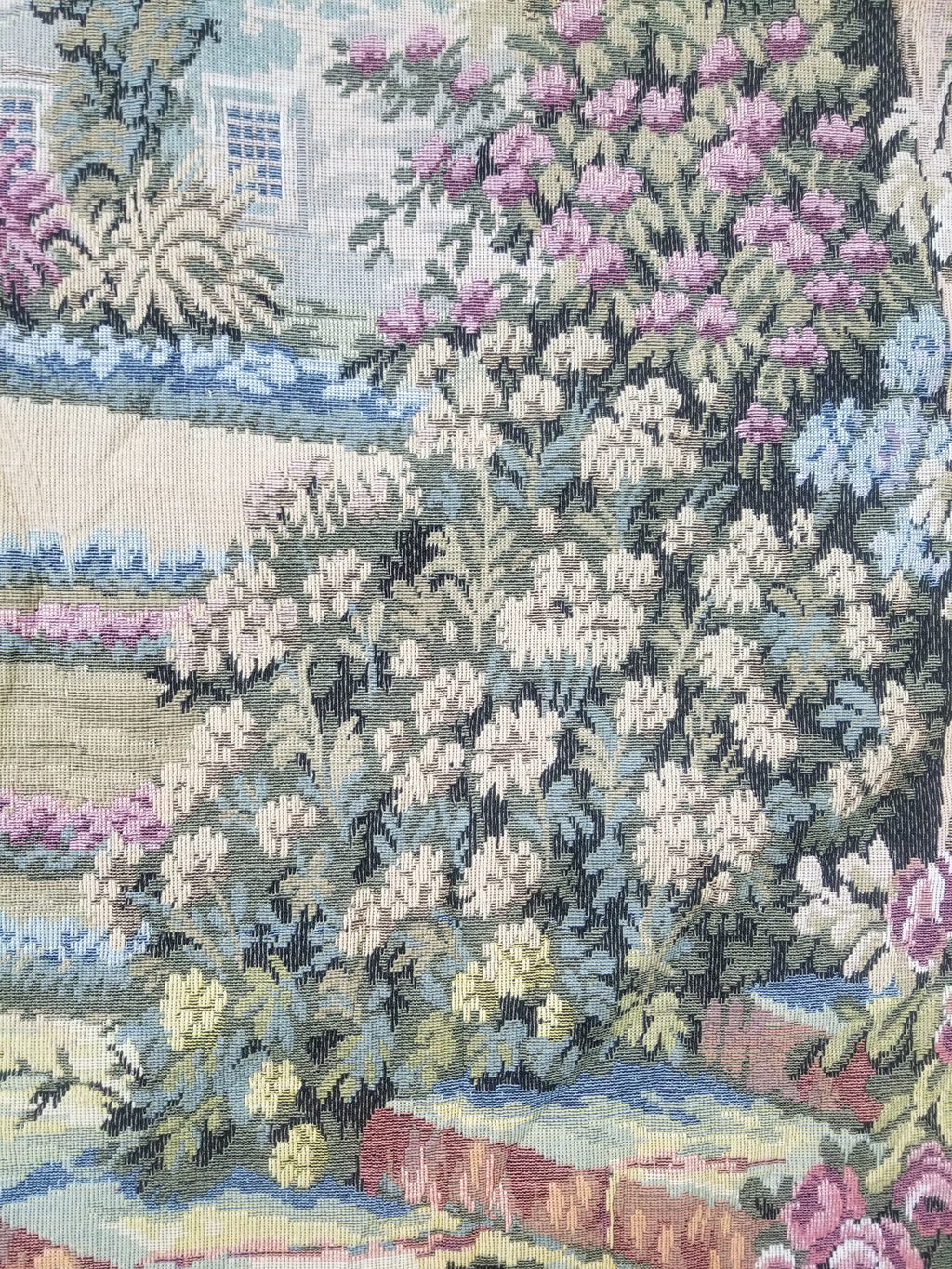 Vintage Italian Como Garden Scene Wall Hanging Tapestry 163x124cm