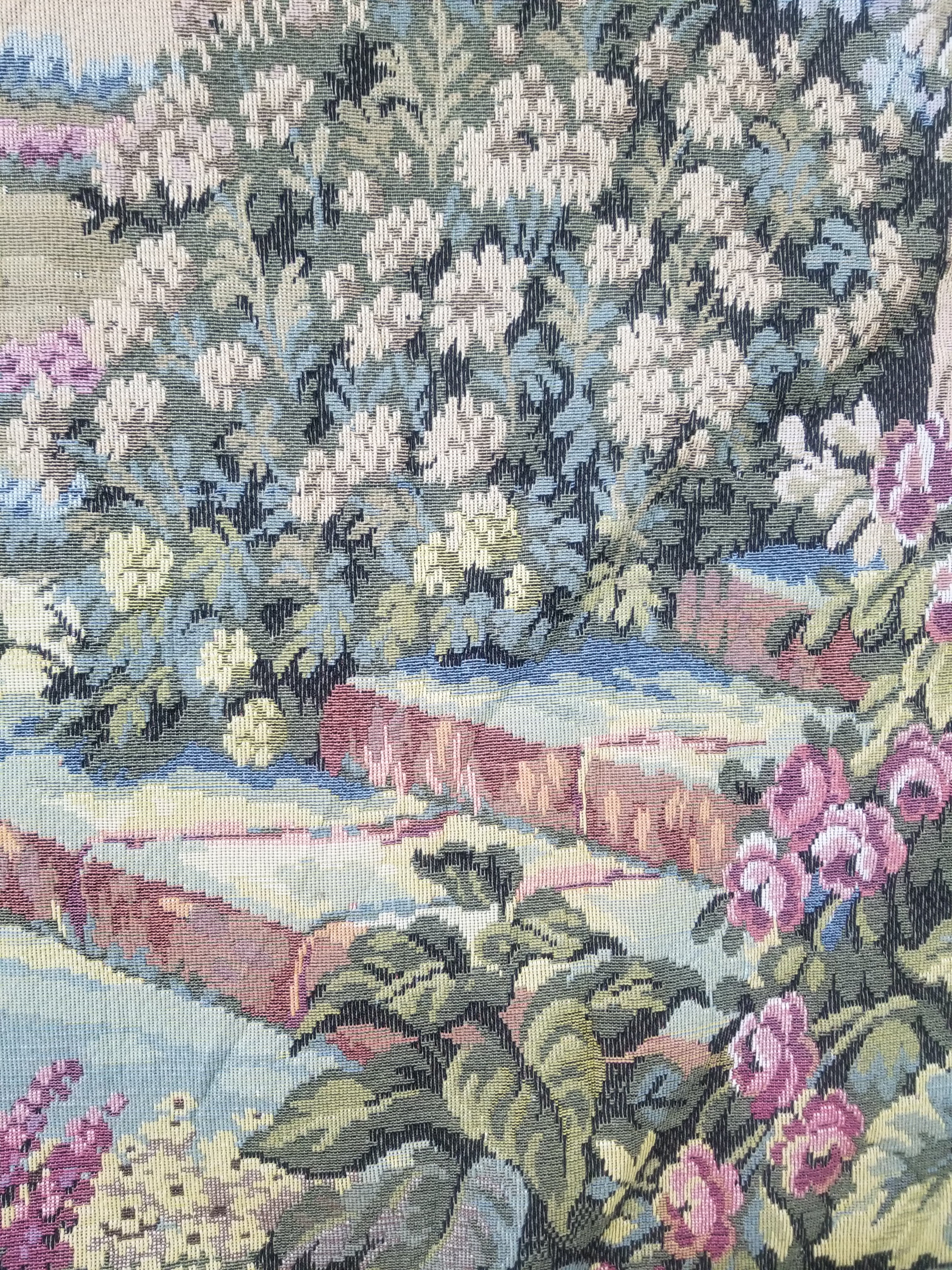 Vintage Italian Como Garden Scene Wall Hanging Tapestry 163x124cm
