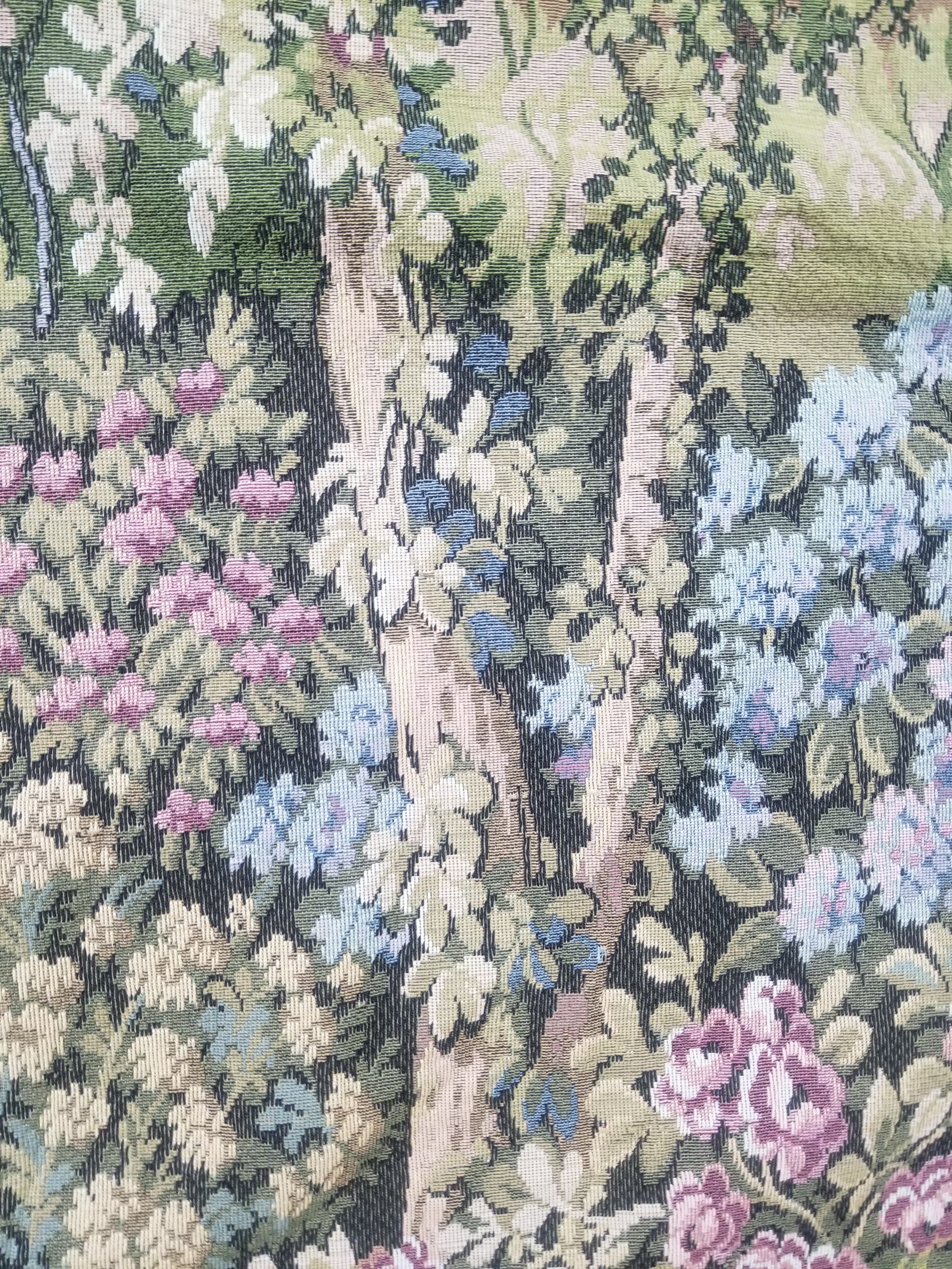 Vintage Italian Como Garden Scene Wall Hanging Tapestry 163x124cm