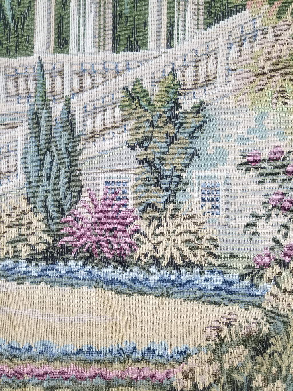 Vintage Italian Como Garden Scene Wall Hanging Tapestry 163x124cm