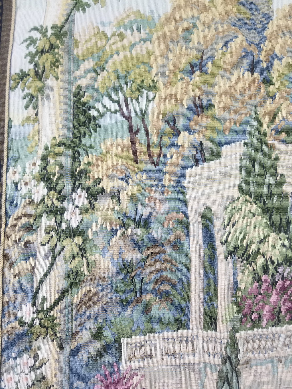 Vintage Italian Como Garden Scene Wall Hanging Tapestry 163x124cm