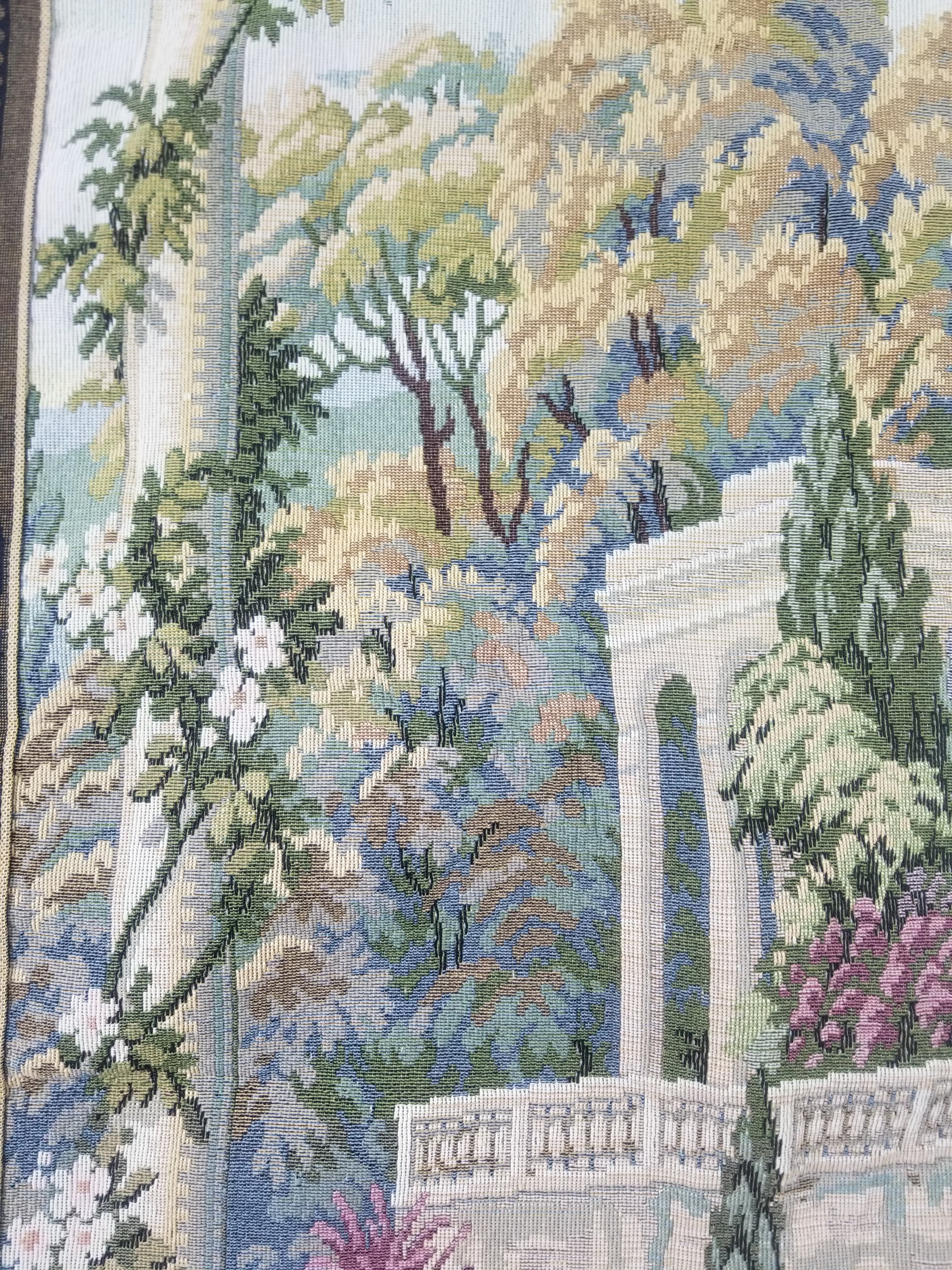 Vintage Italian Como Garden Scene Wall Hanging Tapestry 163x124cm