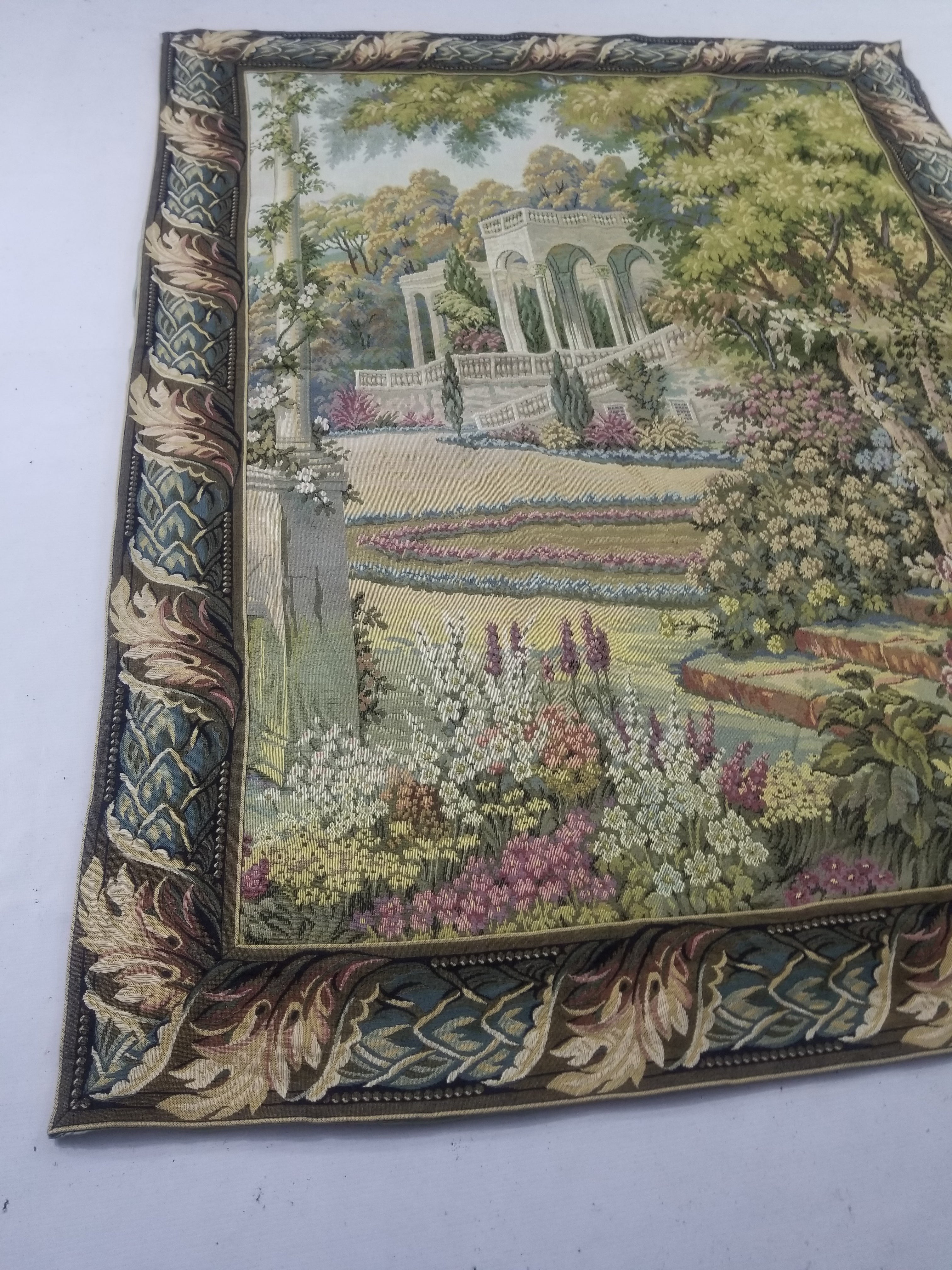 Vintage Italian Como Garden Scene Wall Hanging Tapestry 163x124cm