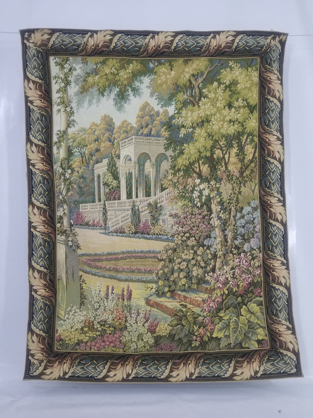 Vintage Italian Como Garden Scene Wall Hanging Tapestry 163x124cm