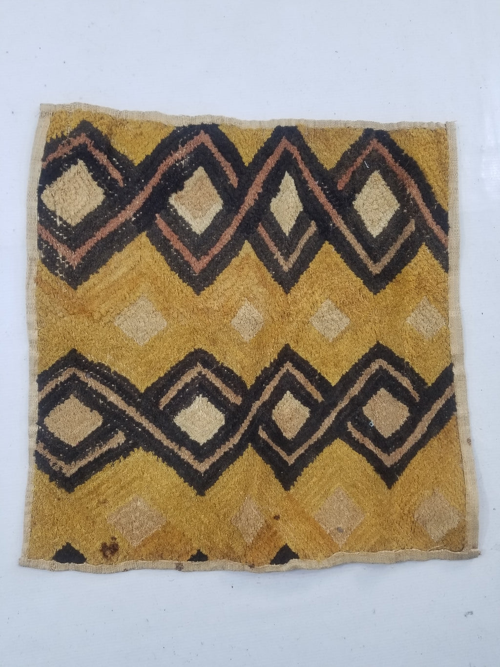 Vintage African Handwoven Kuba Showa Cloth Raffia Textile Panel 55x54cm