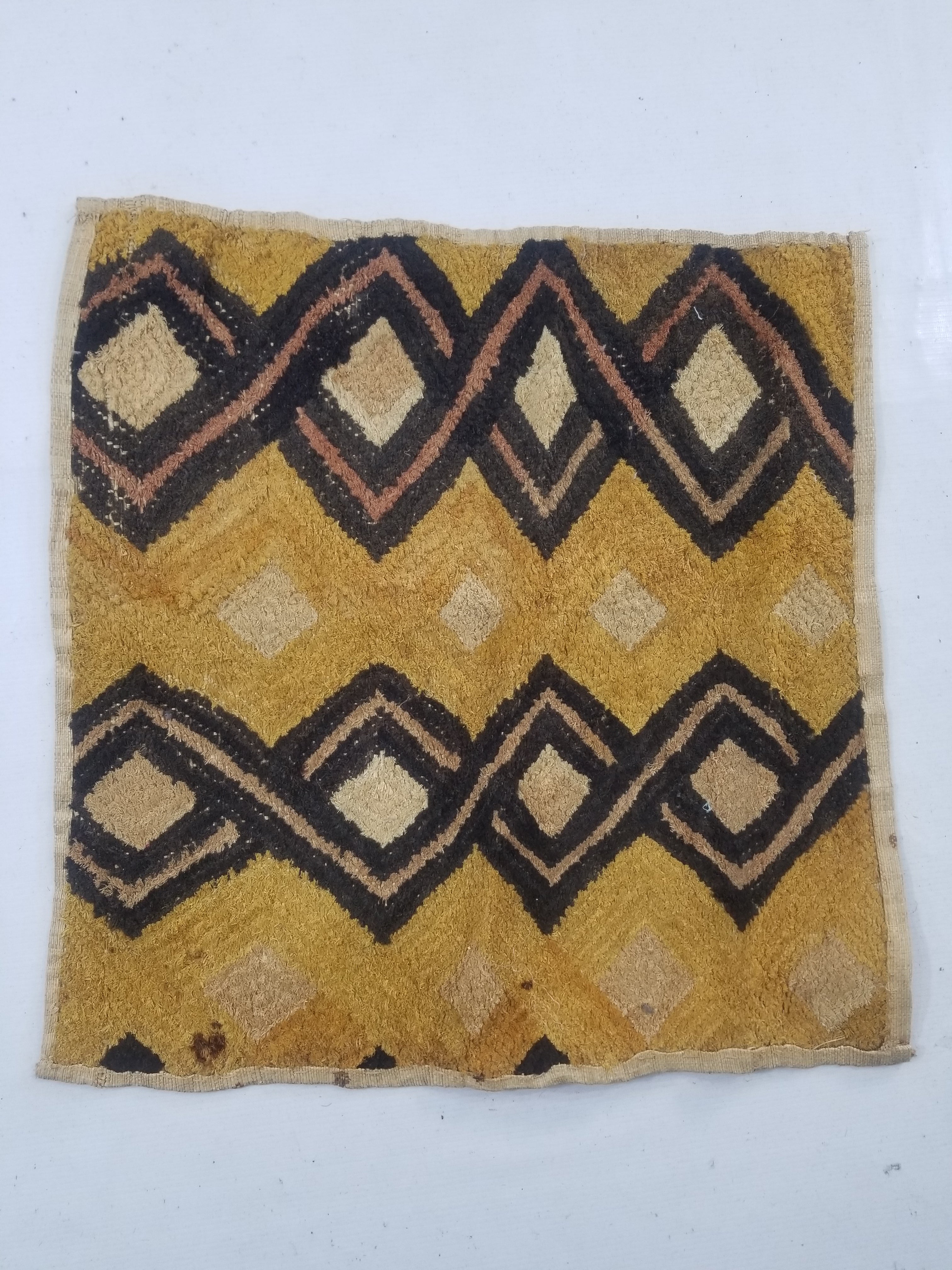 Vintage African Handwoven Kuba Showa Cloth Raffia Textile Panel 55x54cm