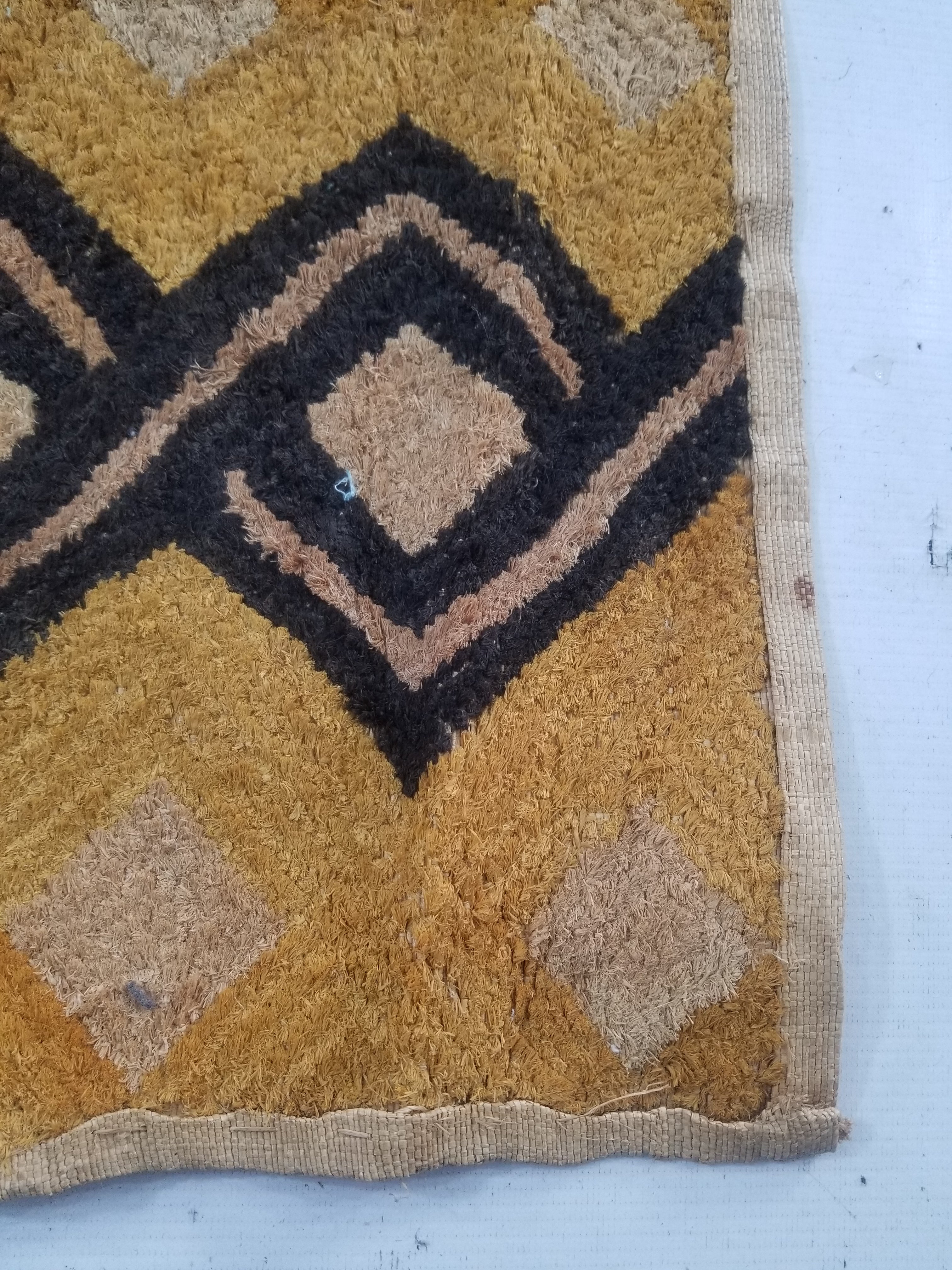Vintage African Handwoven Kuba Showa Cloth Raffia Textile Panel 55x54cm