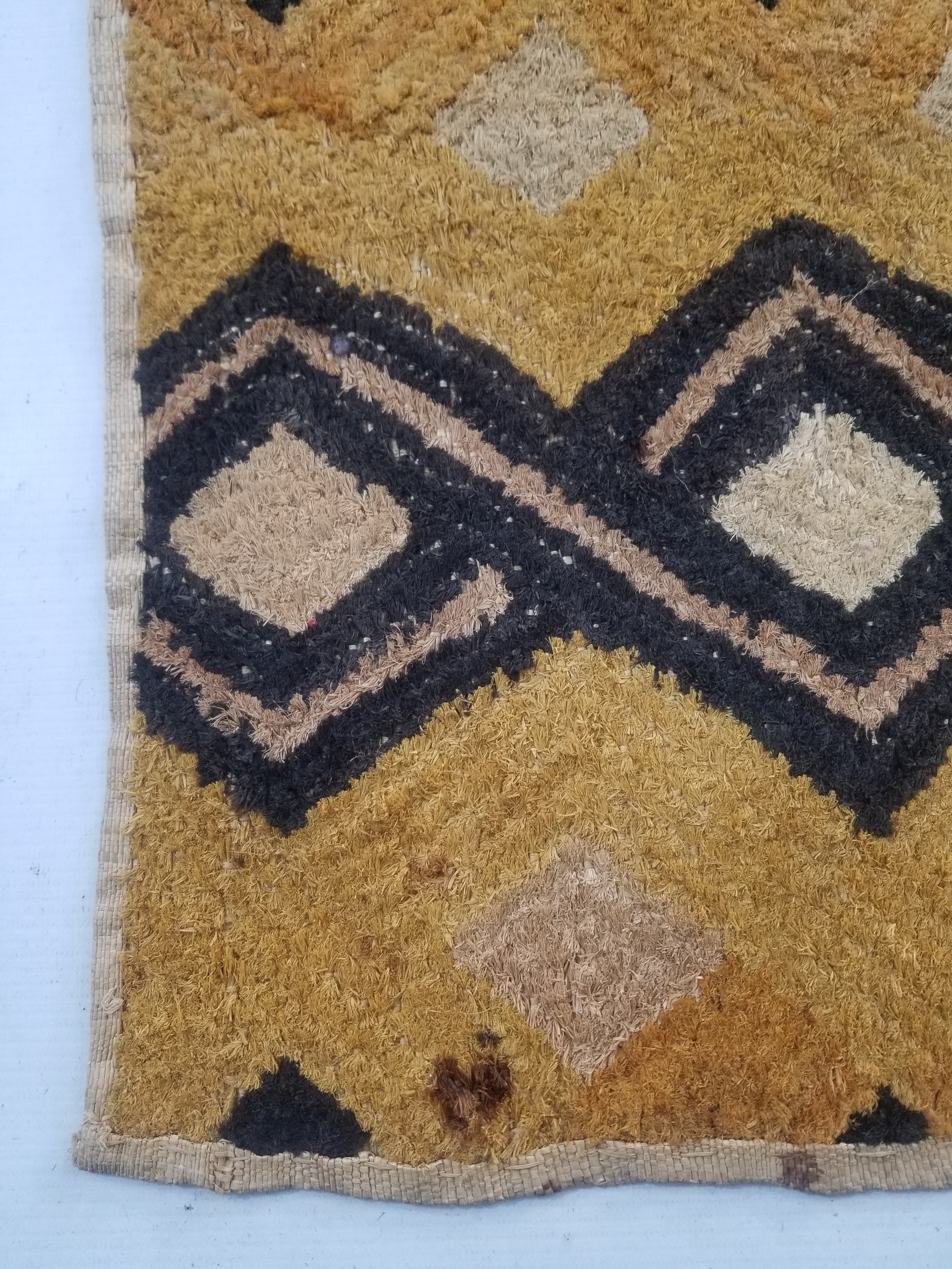 Vintage African Handwoven Kuba Showa Cloth Raffia Textile Panel 55x54cm