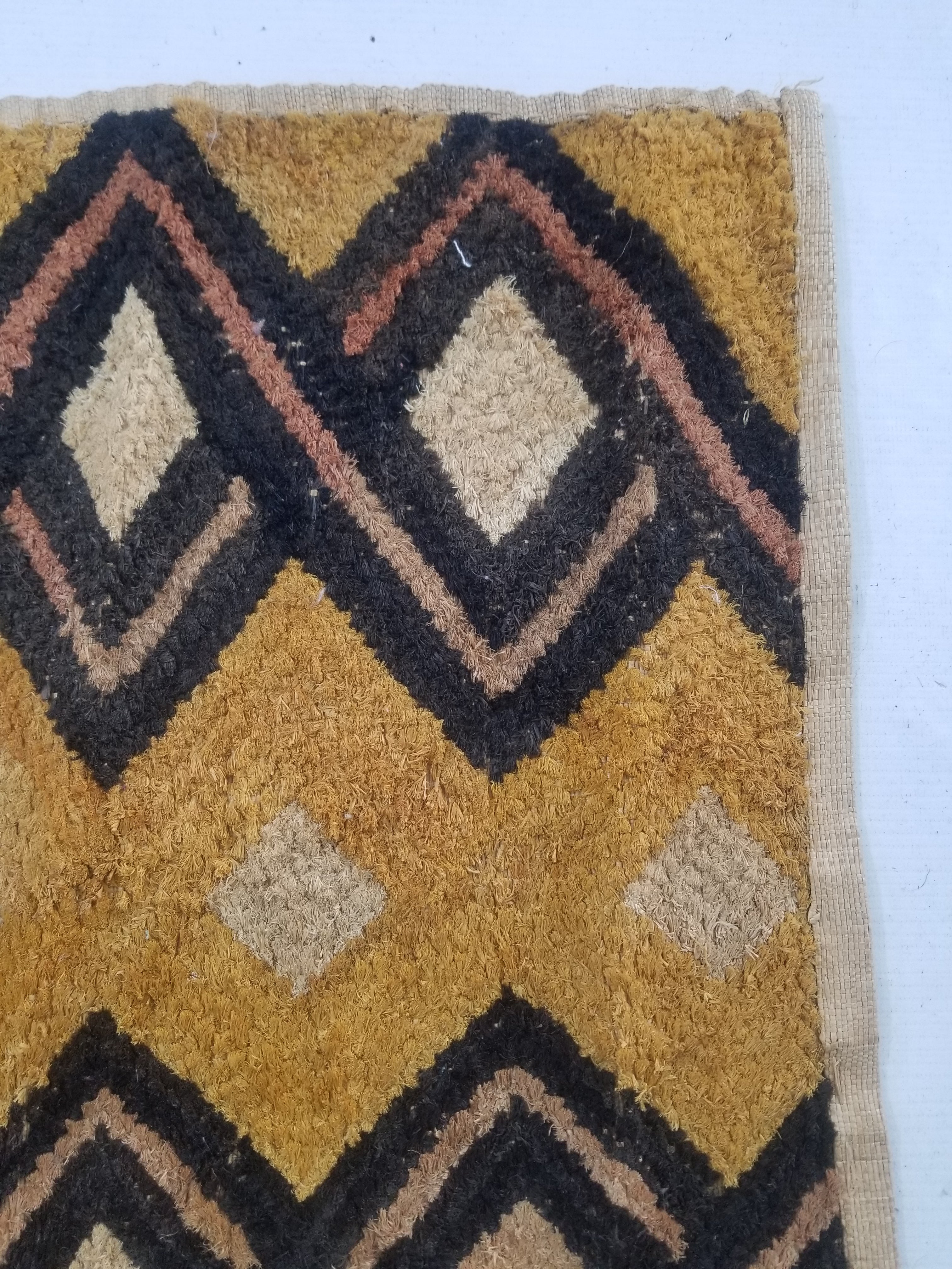 Vintage African Handwoven Kuba Showa Cloth Raffia Textile Panel 55x54cm