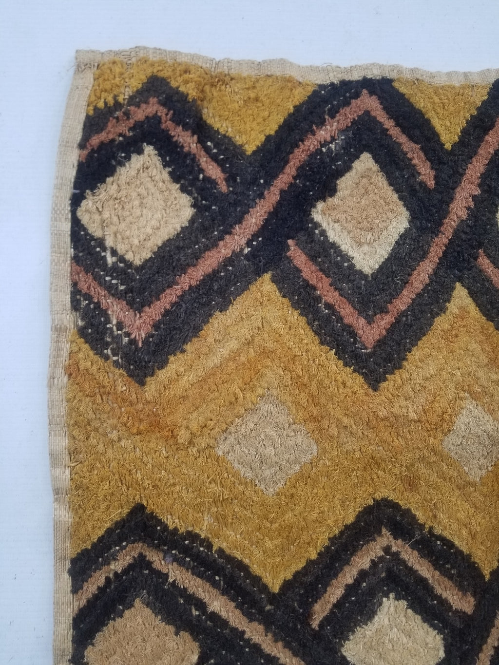 Vintage African Handwoven Kuba Showa Cloth Raffia Textile Panel 55x54cm