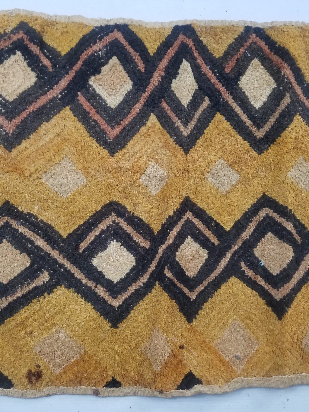 Vintage African Handwoven Kuba Showa Cloth Raffia Textile Panel 55x54cm