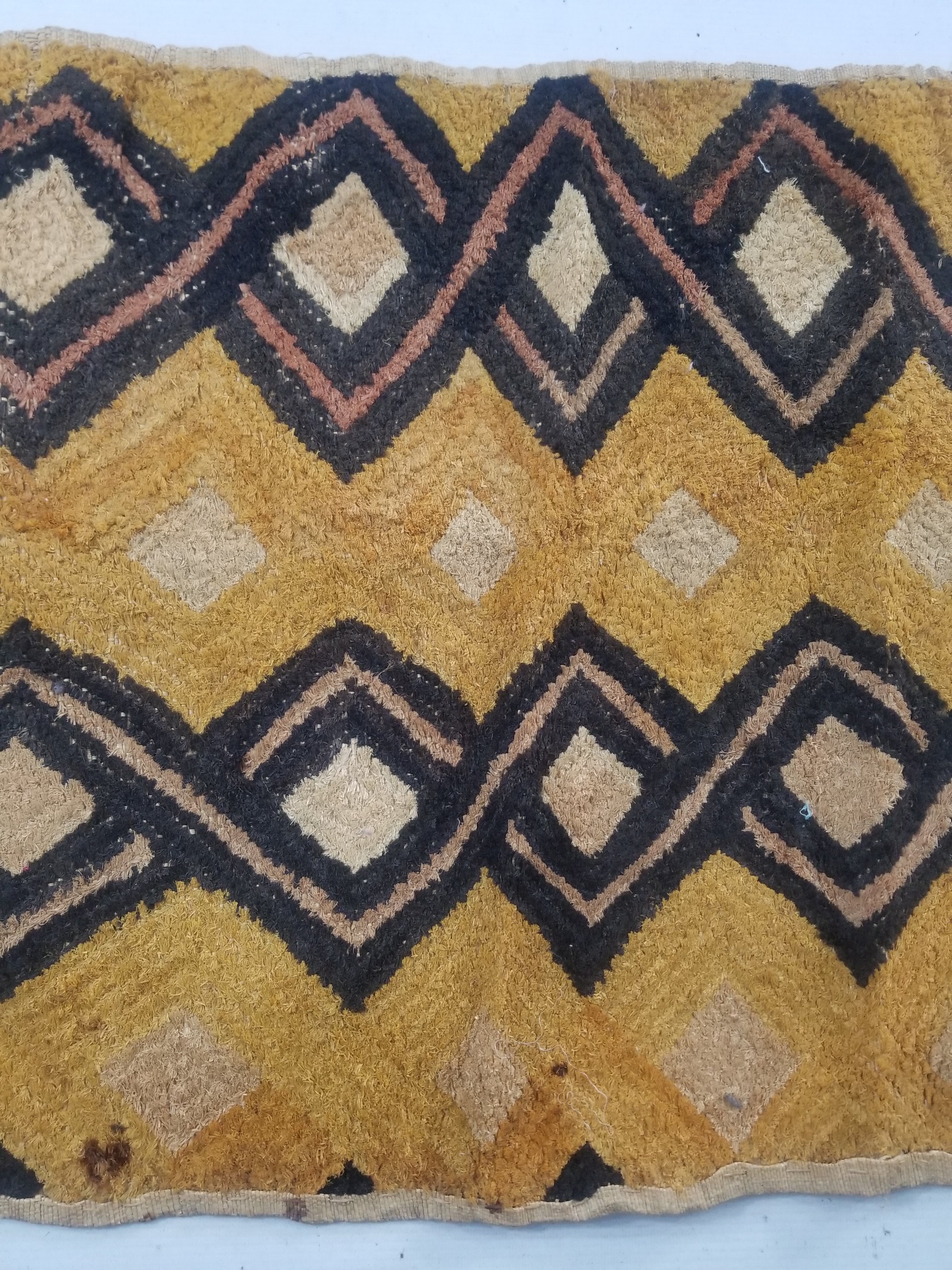 Vintage African Handwoven Kuba Showa Cloth Raffia Textile Panel 55x54cm