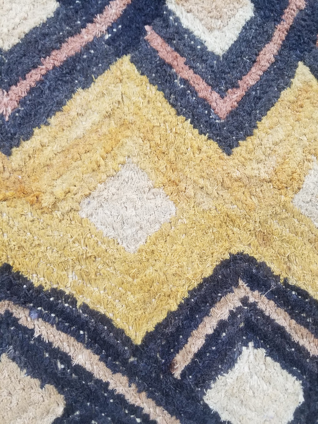 Vintage African Handwoven Kuba Showa Cloth Raffia Textile Panel 55x54cm