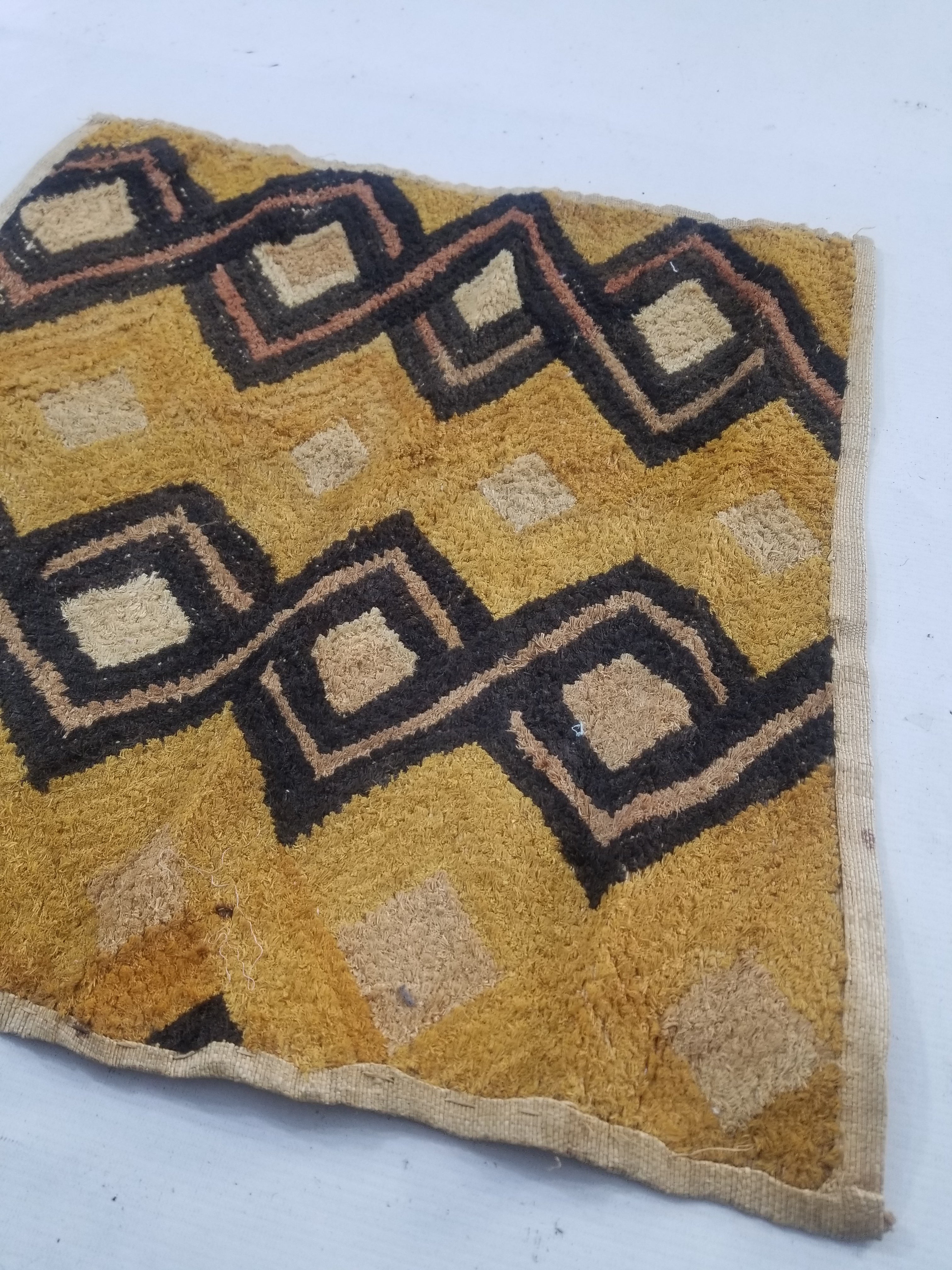Vintage African Handwoven Kuba Showa Cloth Raffia Textile Panel 55x54cm