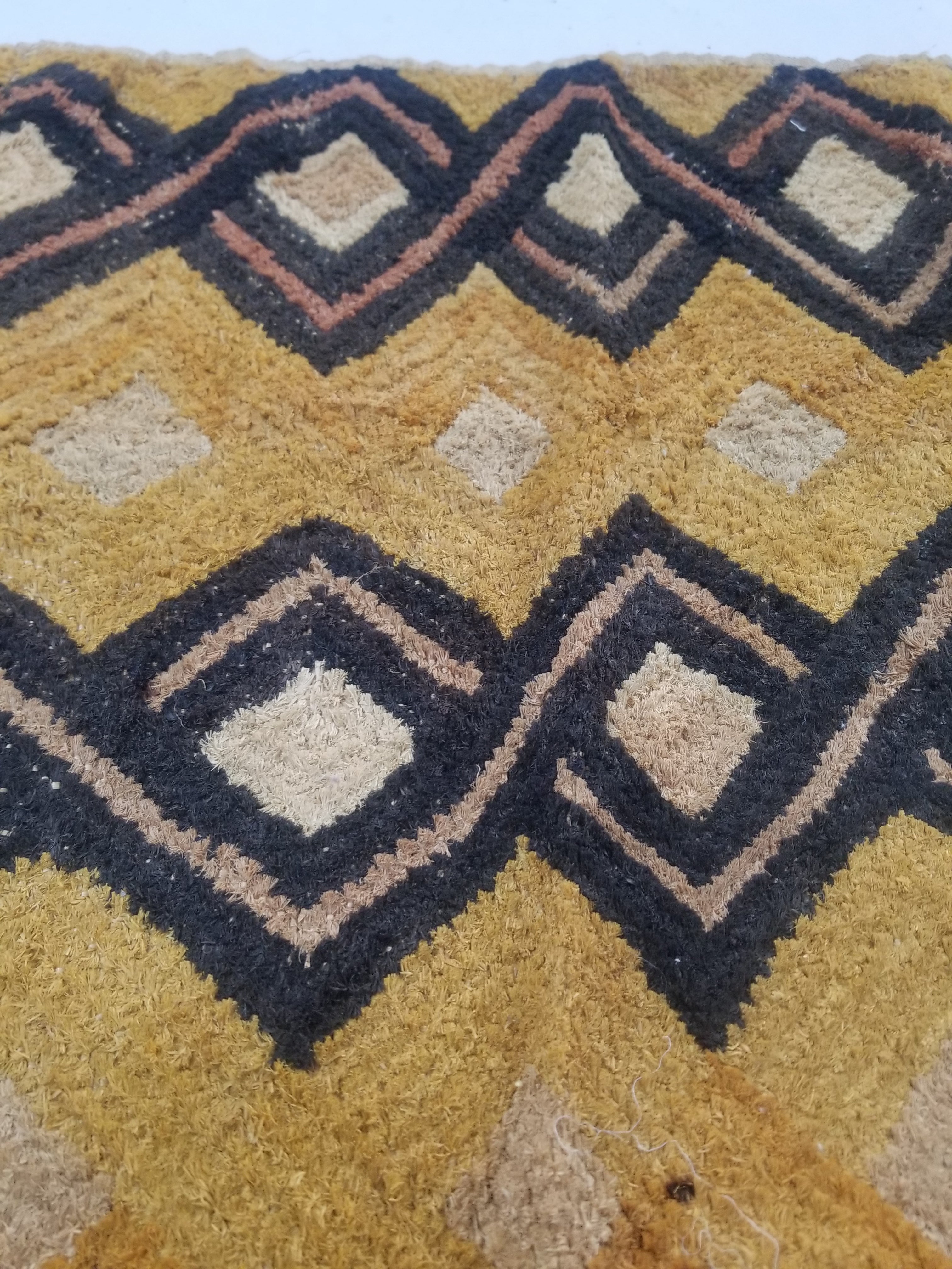 Vintage African Handwoven Kuba Showa Cloth Raffia Textile Panel 55x54cm