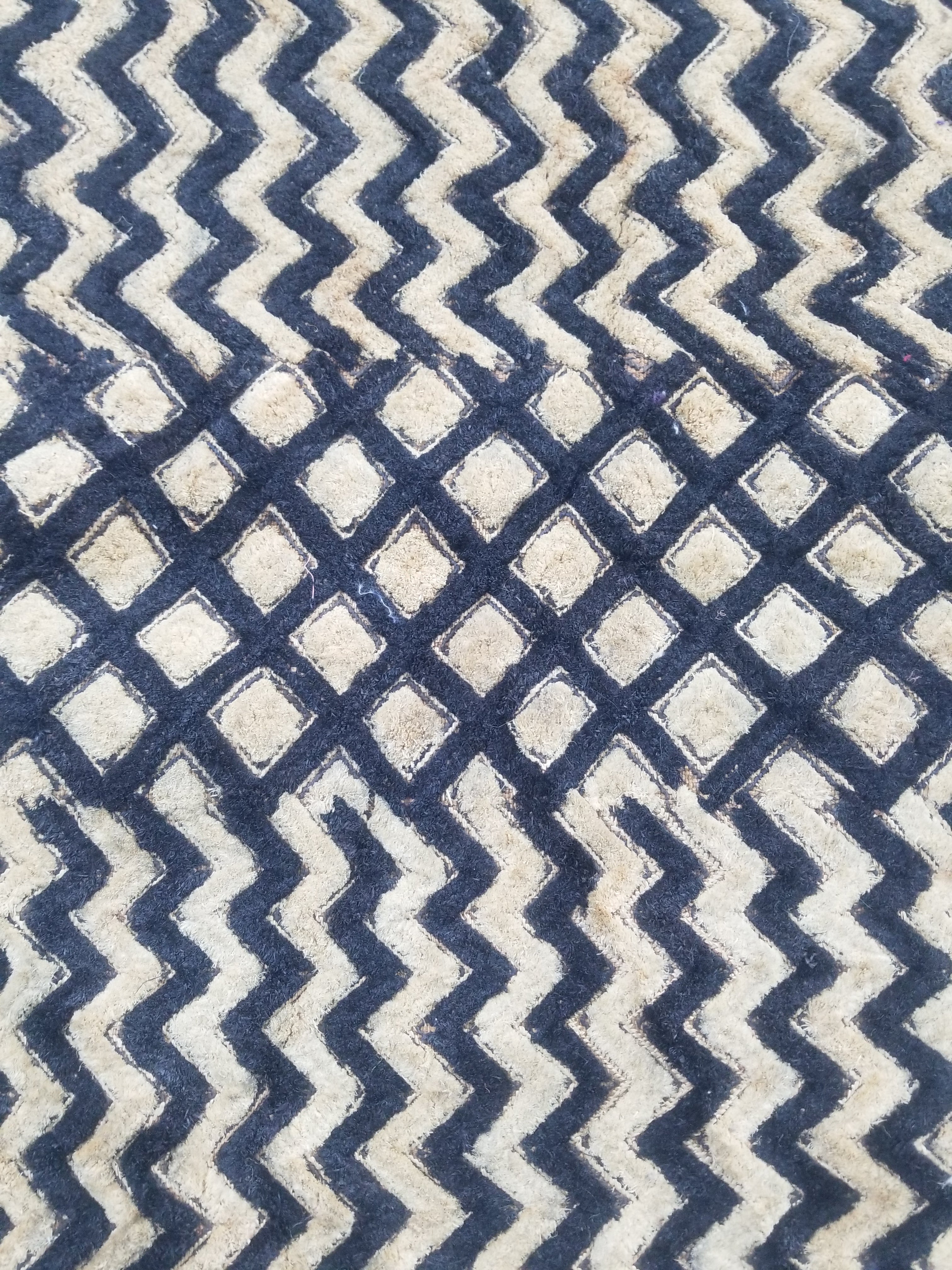 Vintage African Handwoven Kuba Cloth Raffia Textile Panel 61x48cm