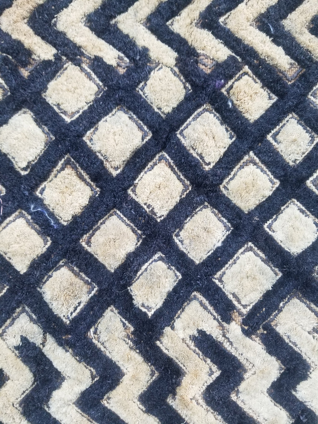 Vintage African Handwoven Kuba Cloth Raffia Textile Panel 61x48cm