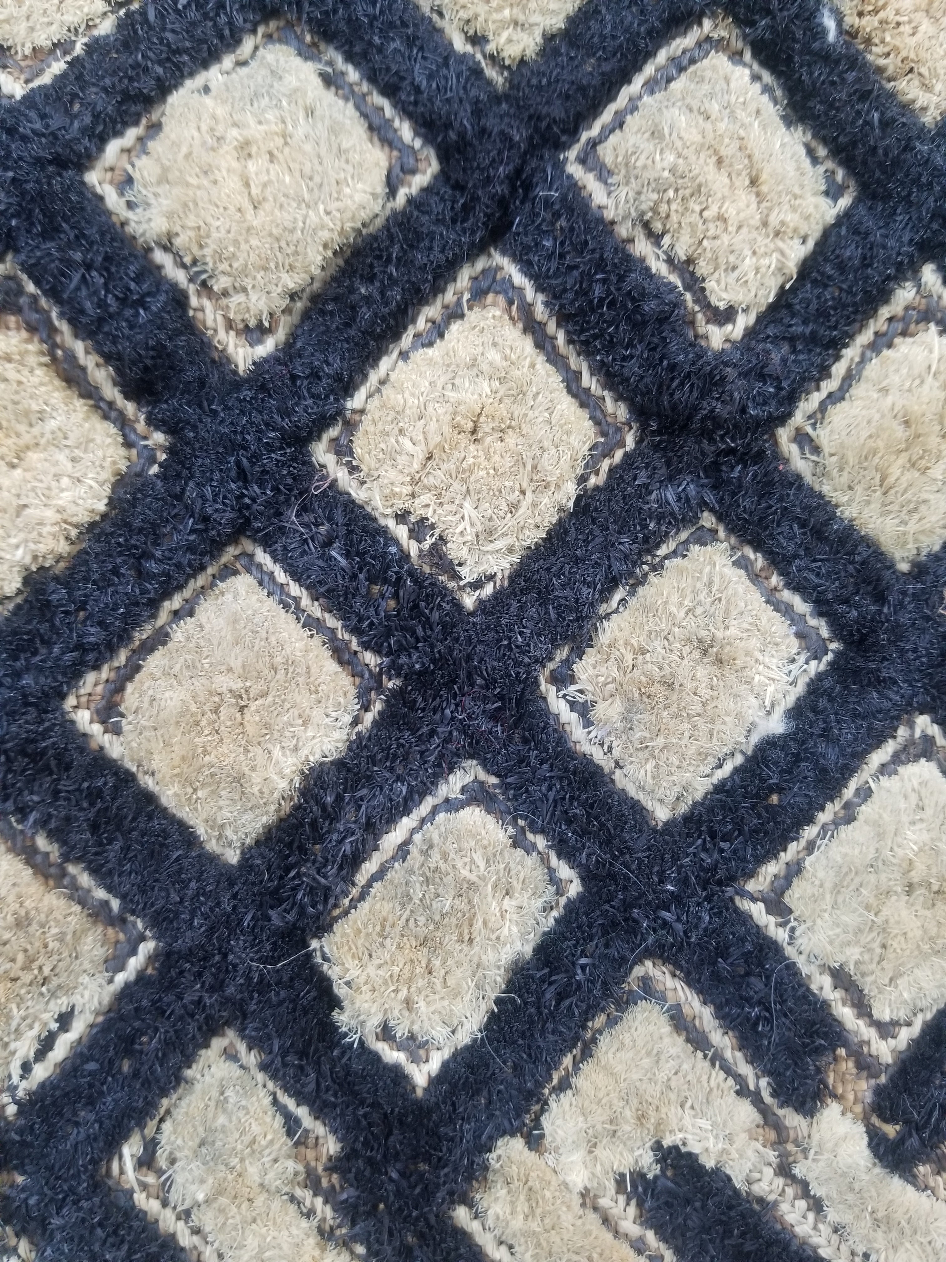 Vintage African Handwoven Kuba Cloth Raffia Textile Panel 61x48cm
