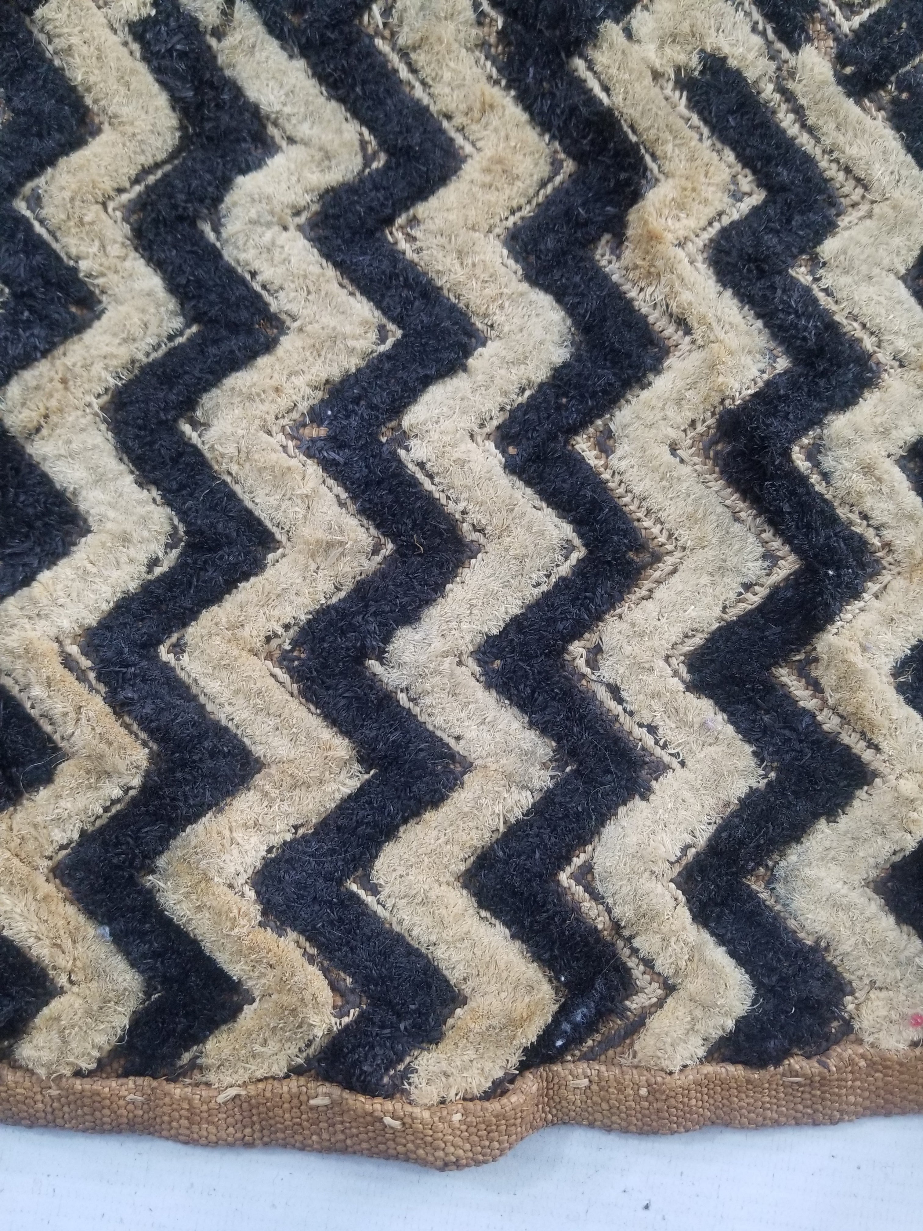 Vintage African Handwoven Kuba Cloth Raffia Textile Panel 61x48cm